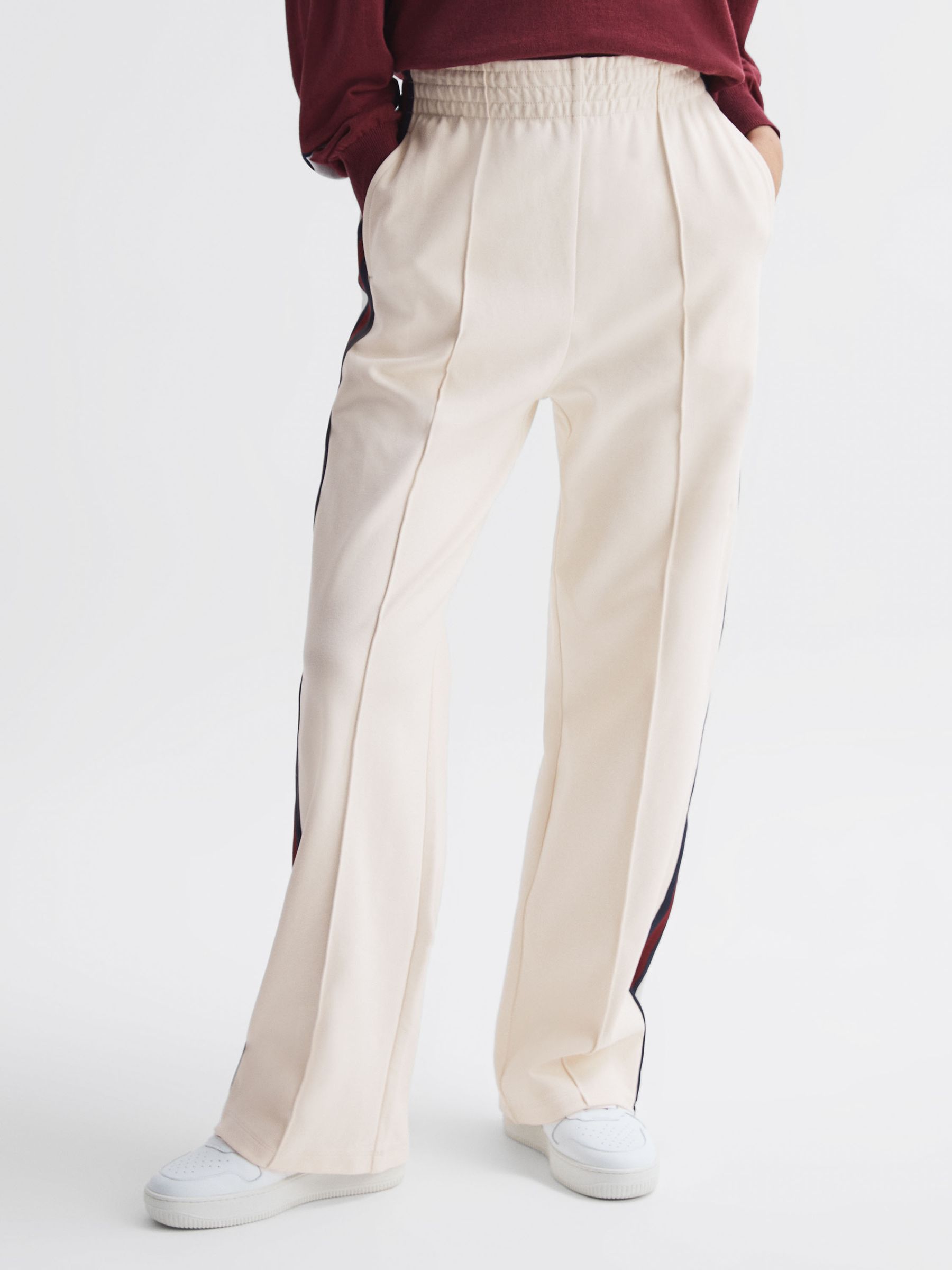 The Upside Wide Leg Side Striped Joggers in White - Image 3 of 6