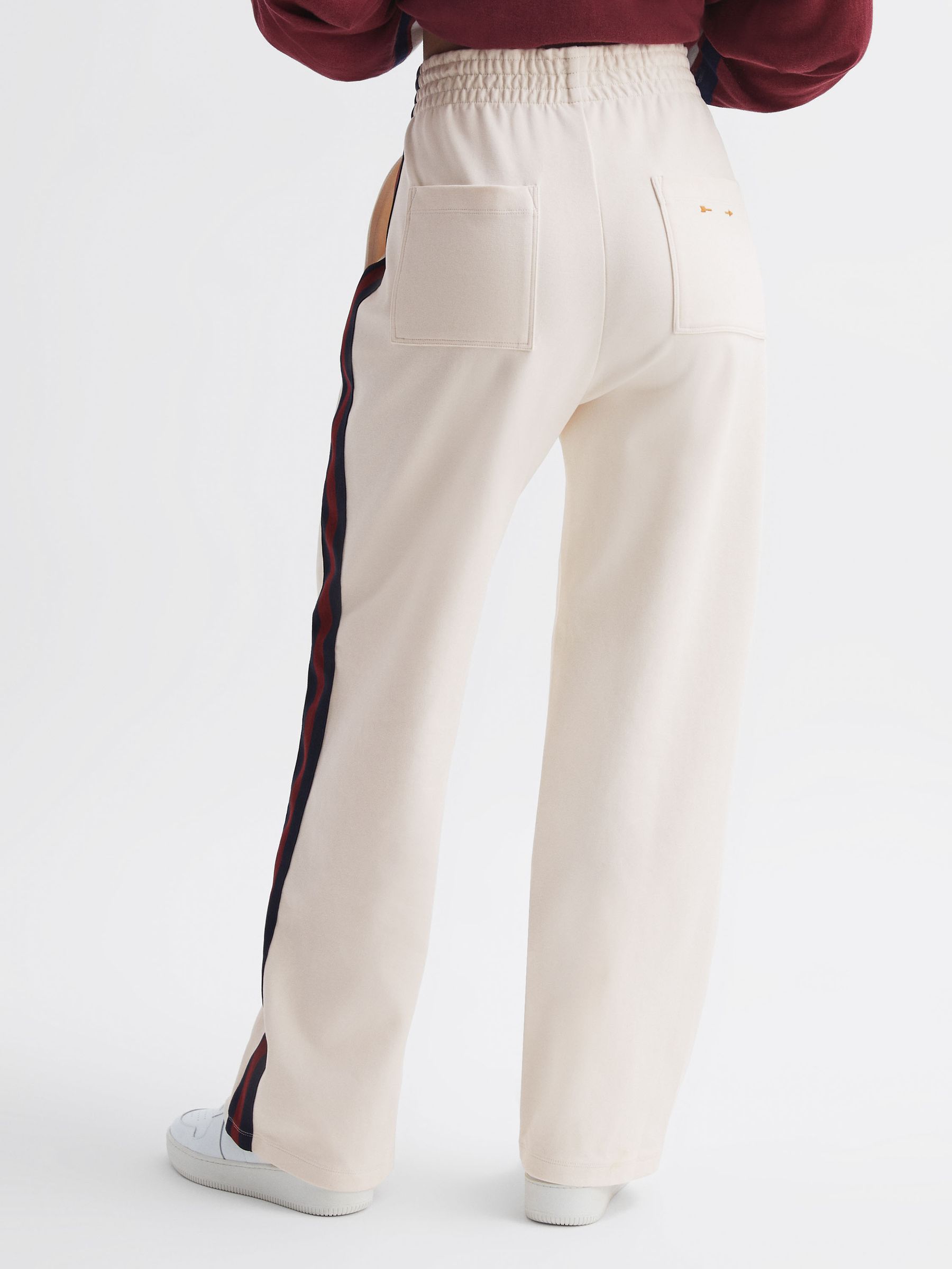 The Upside Wide Leg Side Striped Joggers in White - Image 5 of 6