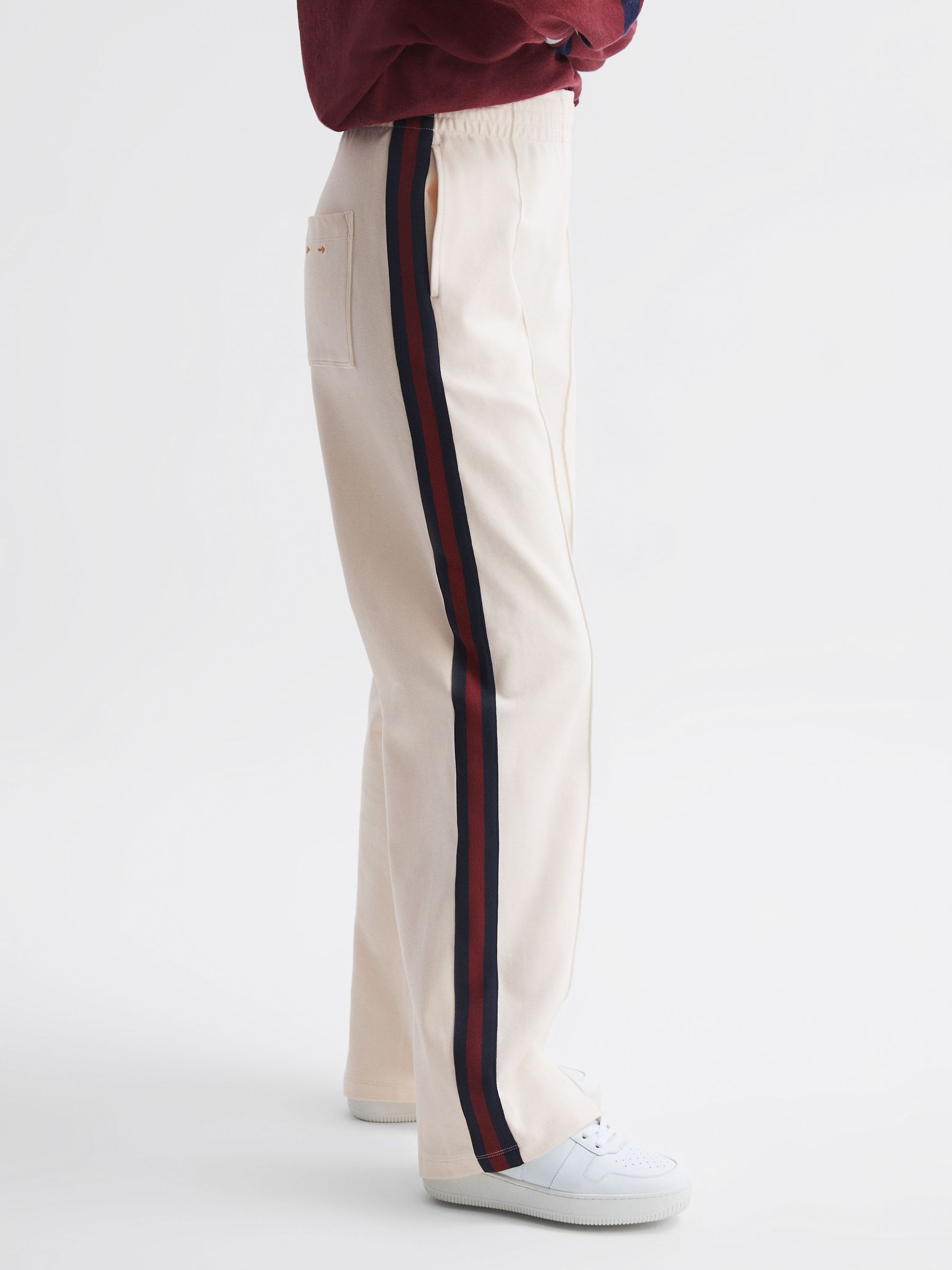 The Upside Wide Leg Side Striped Joggers in White - Image 6 of 6