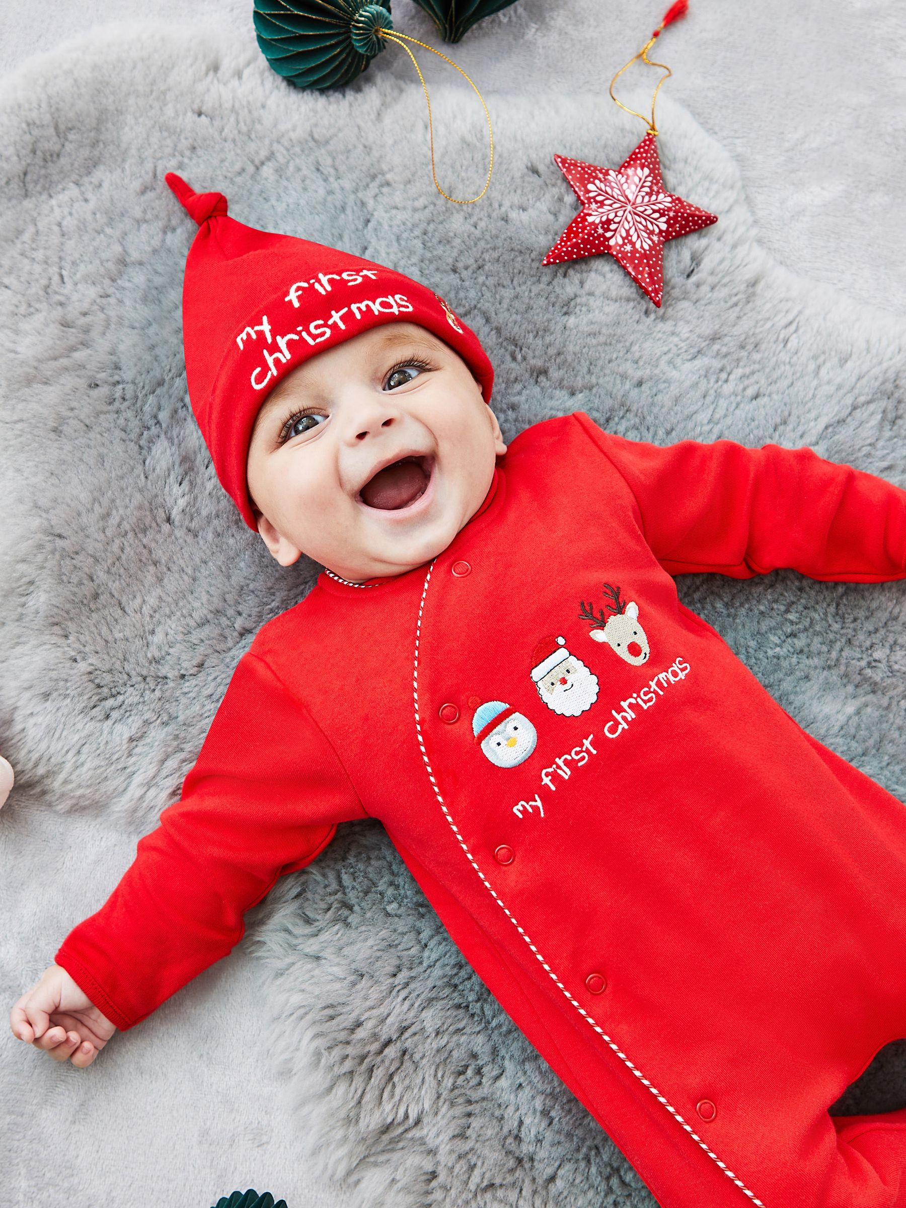 Red My First Christmas Cotton Baby Sleepsuit - Image 2 of 6