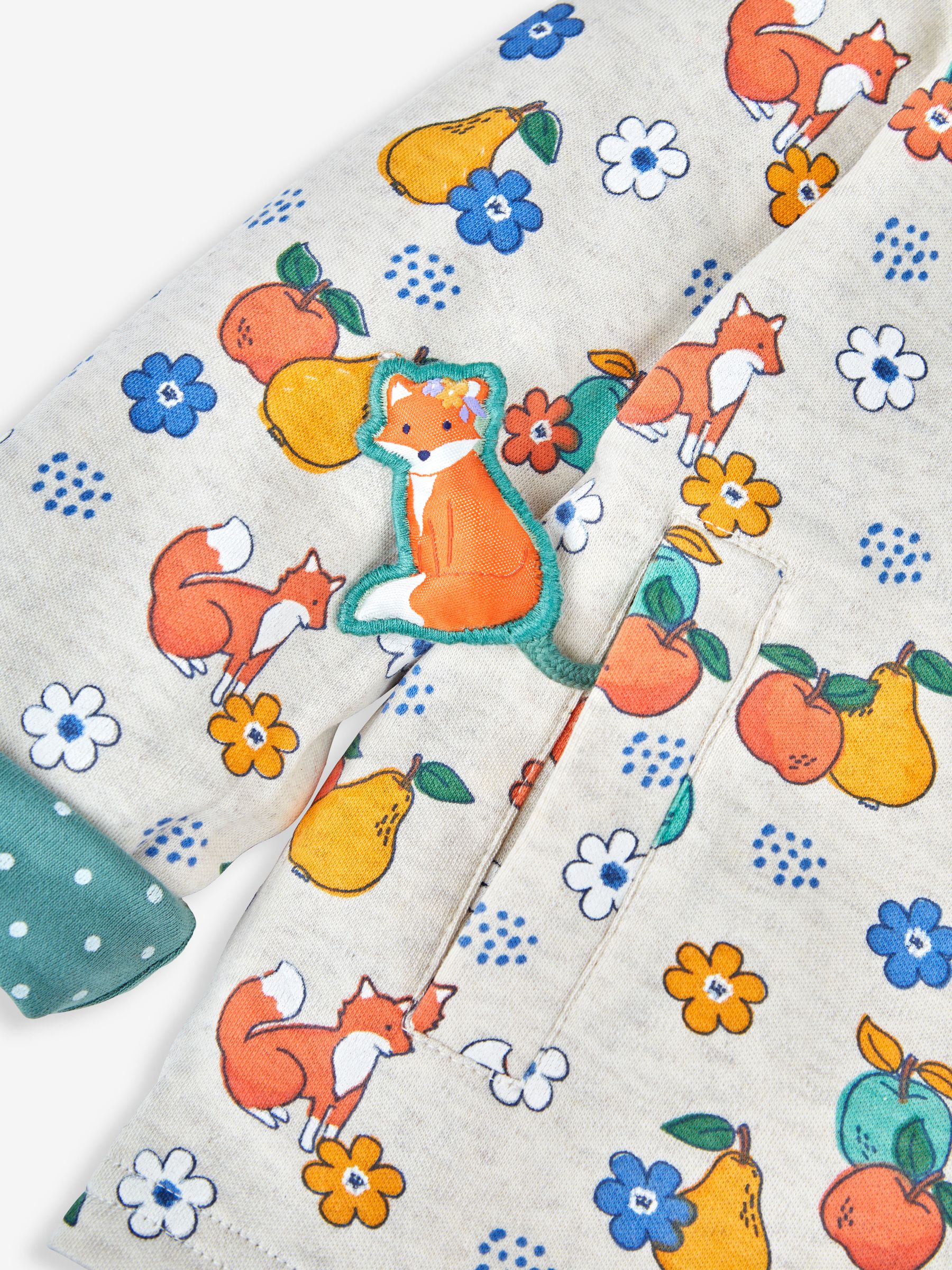 Green Fox & Fruit Appliqué Reversible Hoodie With Pet In Pocket - Image 7 of 7