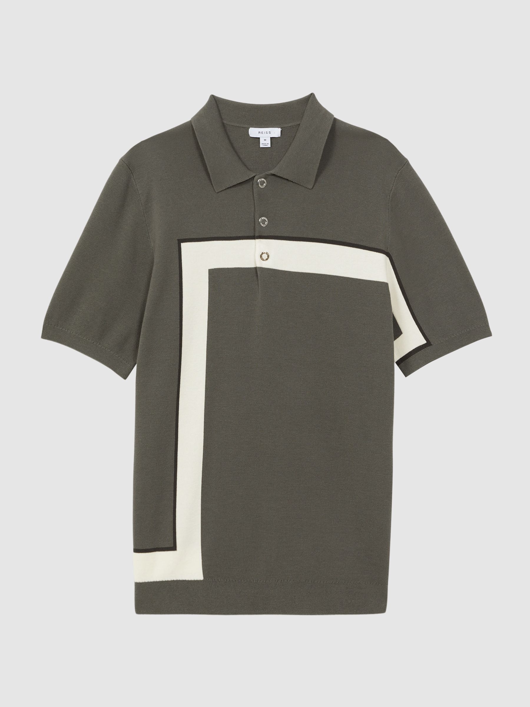 Striped Polo T-Shirt in Sage - Image 2 of 4