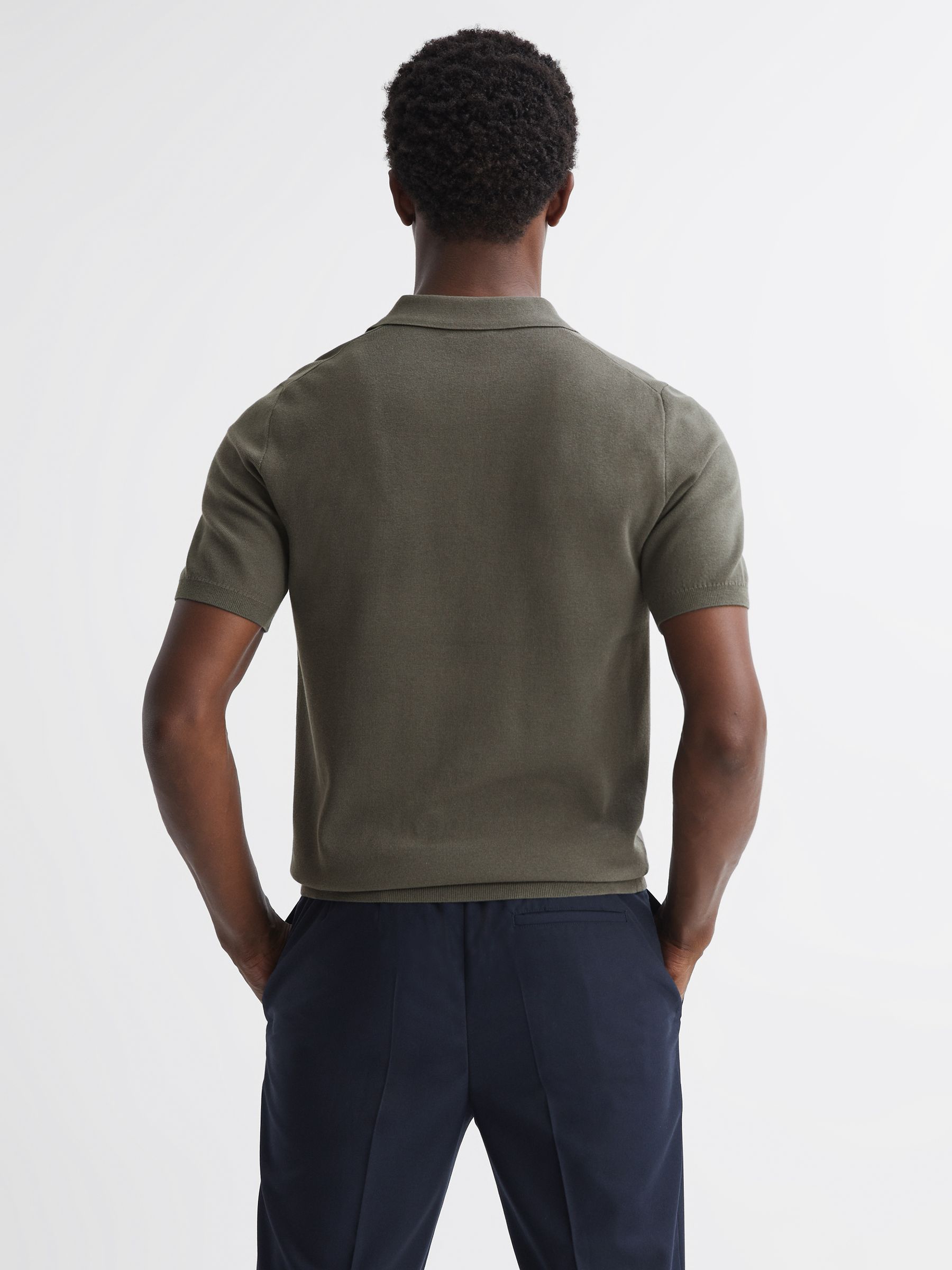 Striped Polo T-Shirt in Sage - Image 4 of 4