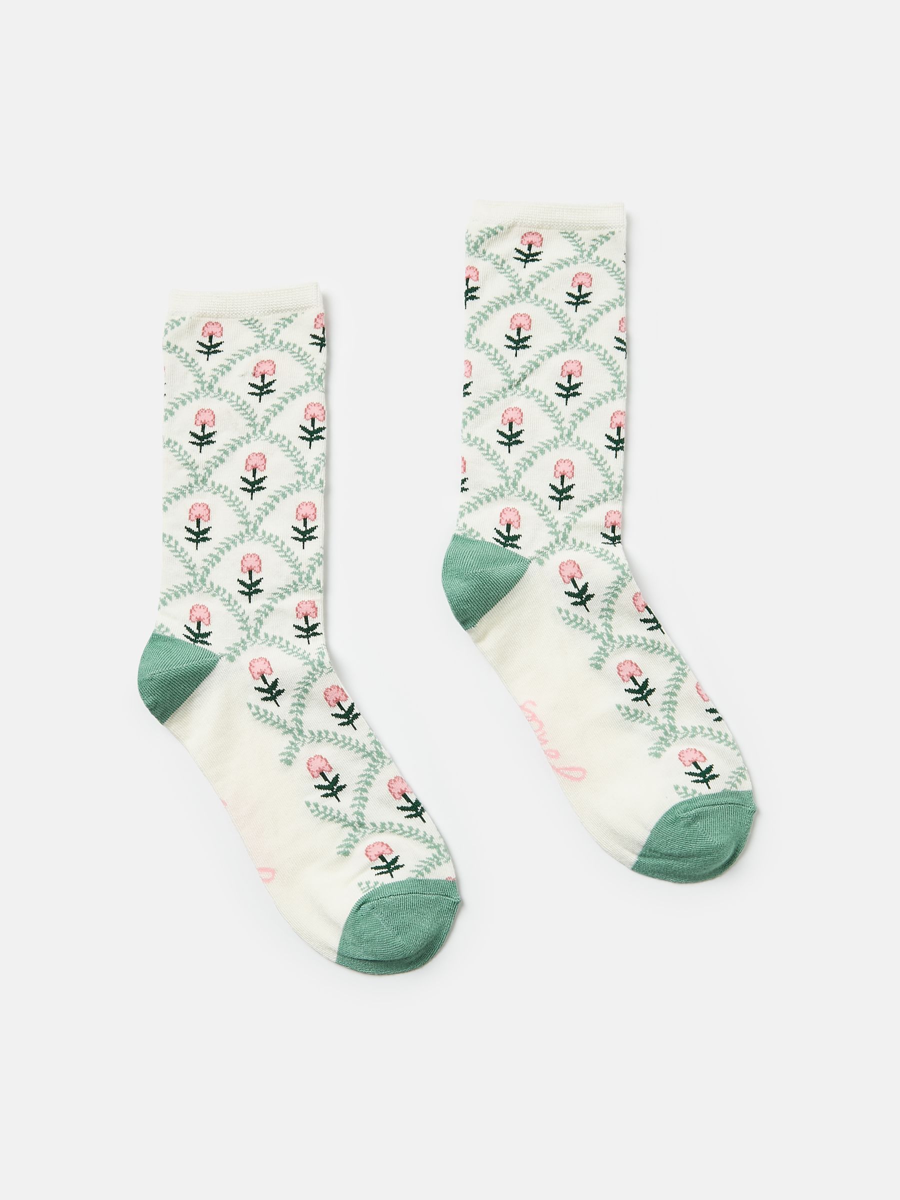 Cream/Pink/Green Excellent Everyday Single Ankle Socks - Image 1 of 3