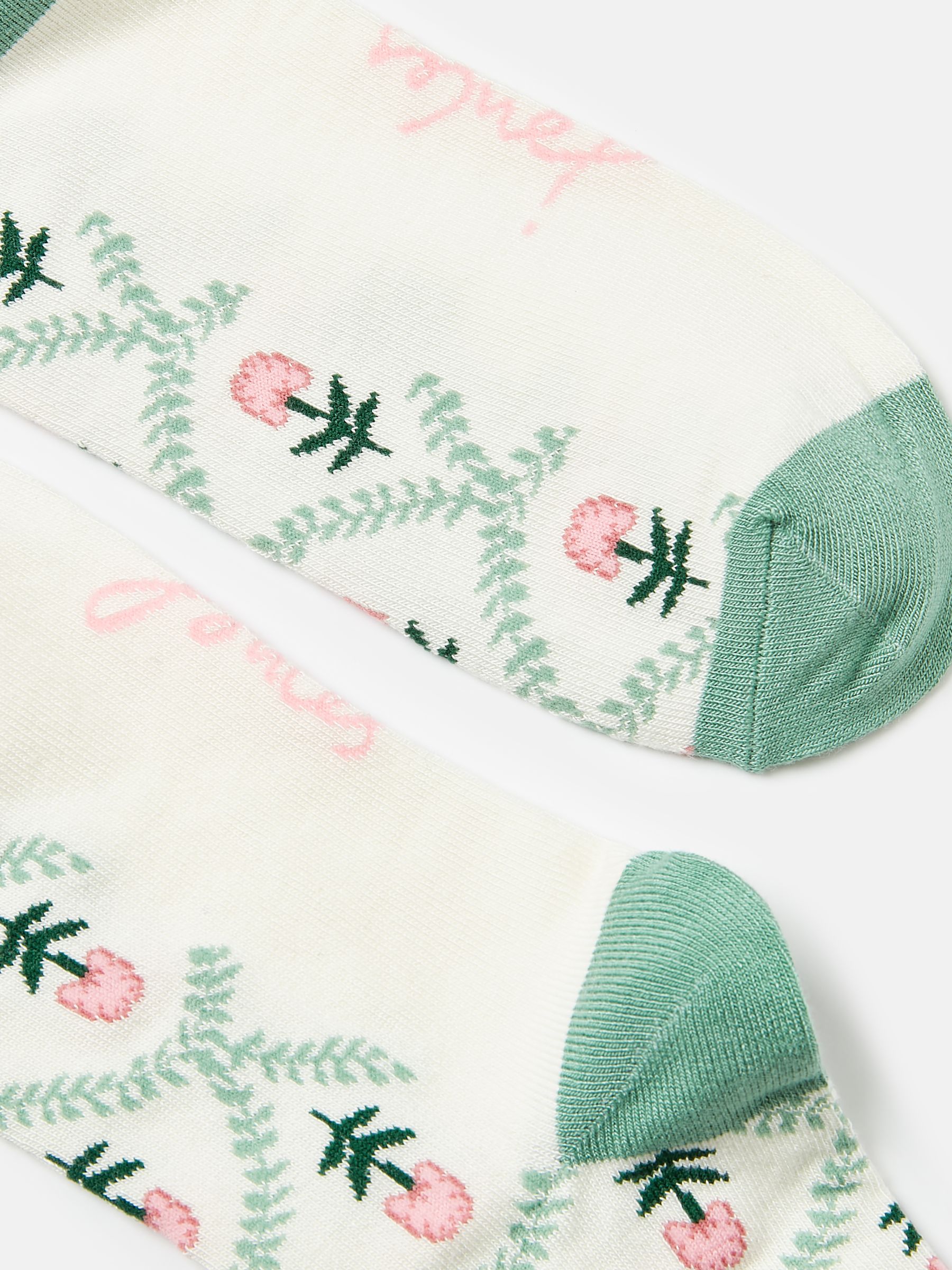 Cream/Pink/Green Excellent Everyday Single Ankle Socks - Image 2 of 3
