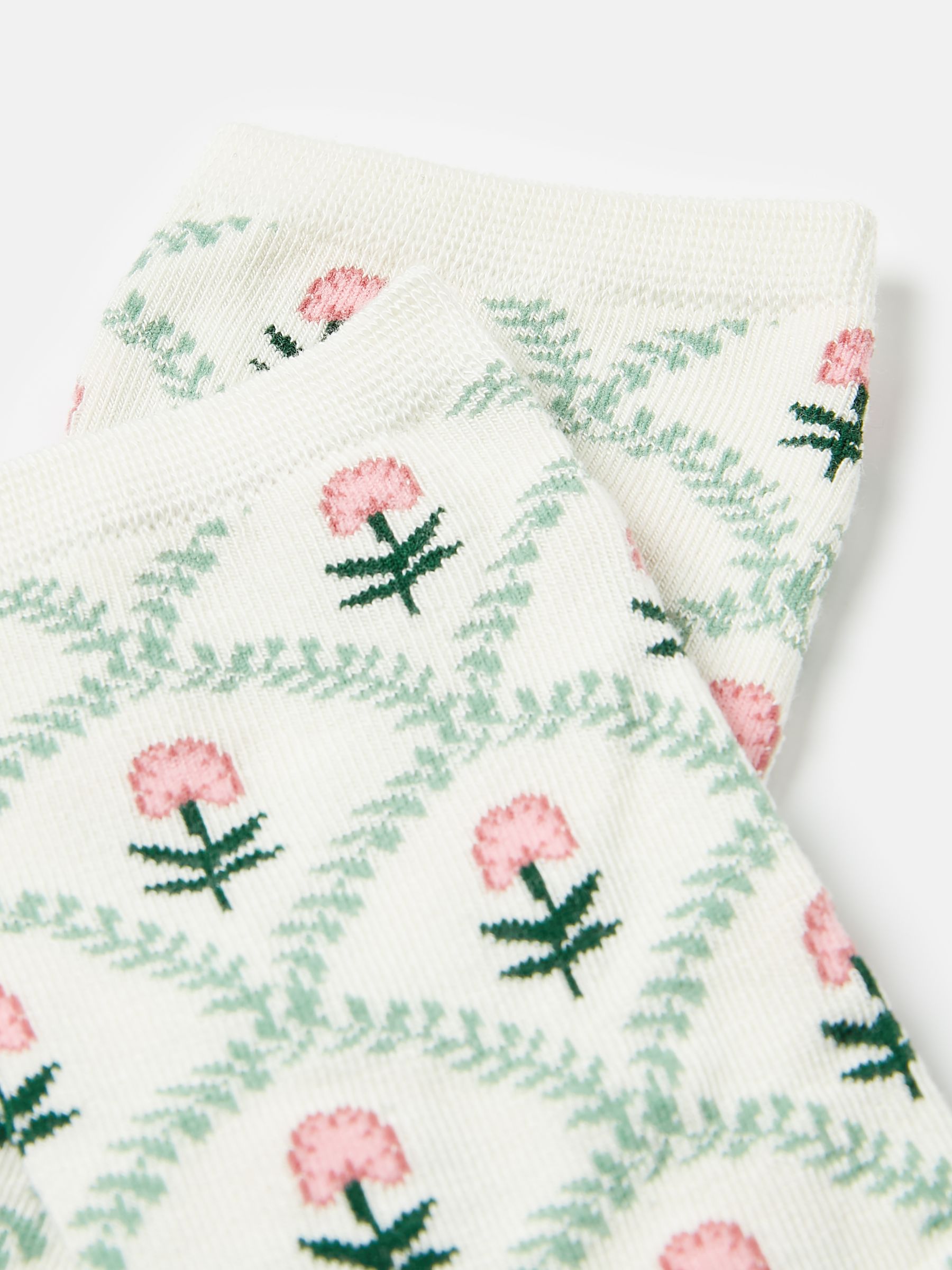 Cream/Pink/Green Excellent Everyday Single Ankle Socks - Image 3 of 3