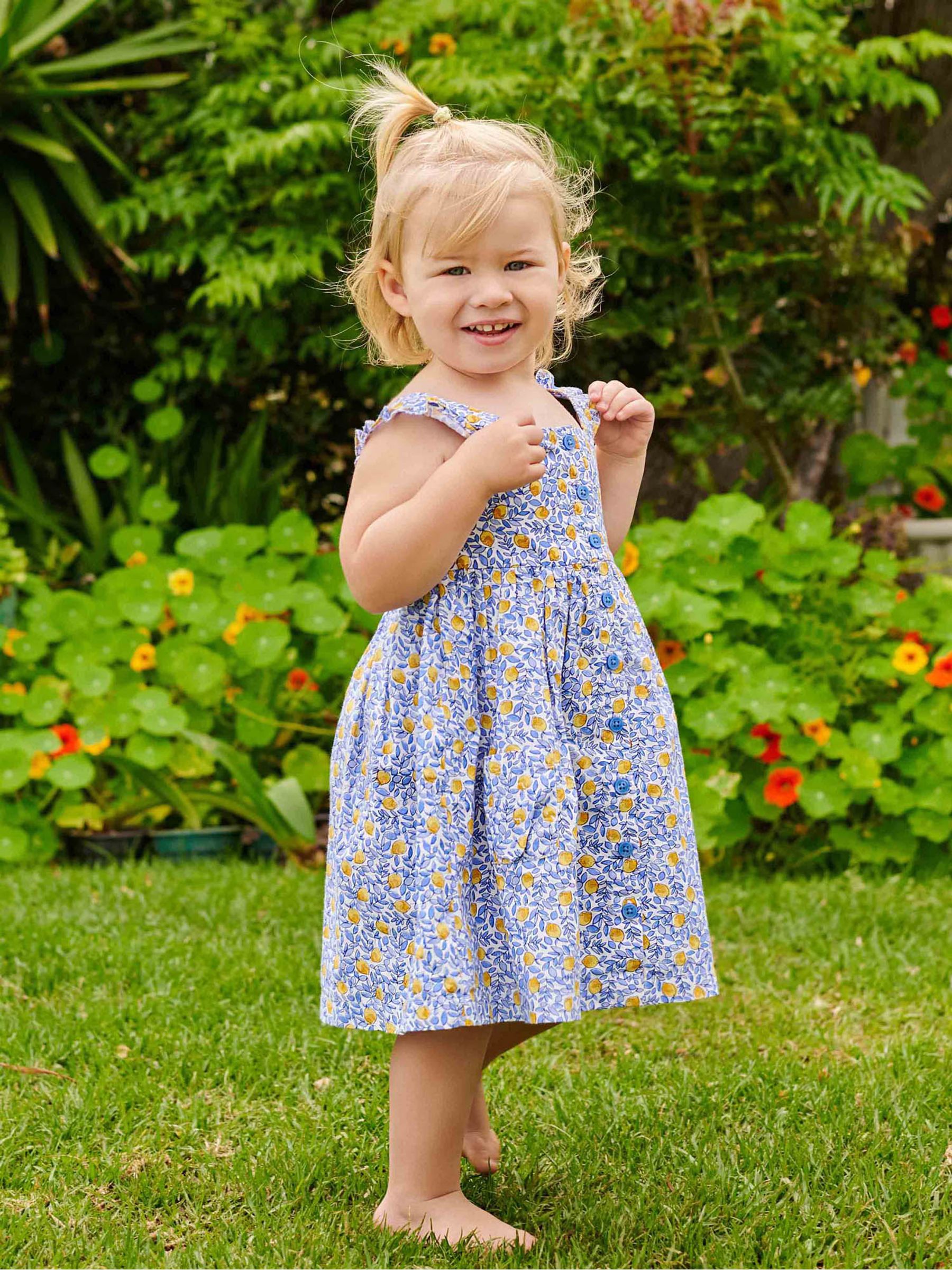 White Girls Pretty Lemon Bloom Button Front Dress - Image 3 of 4