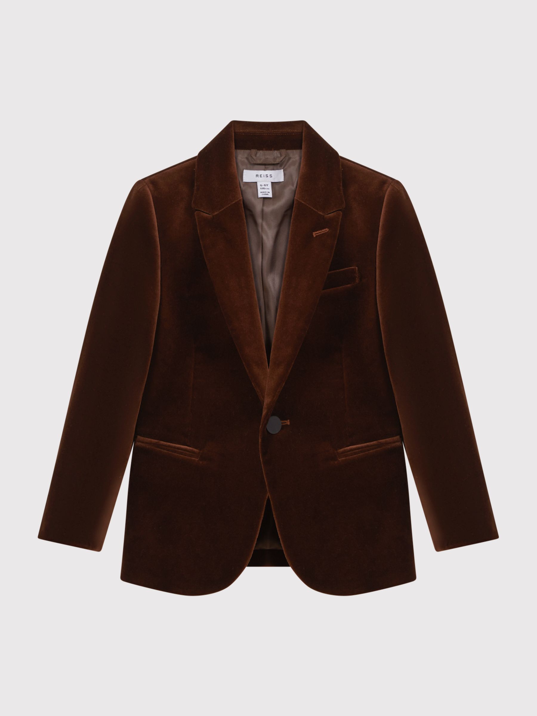 Slim Fit Velvet Single Breasted Blazer in Chocolate Brown - Image 2 of 6