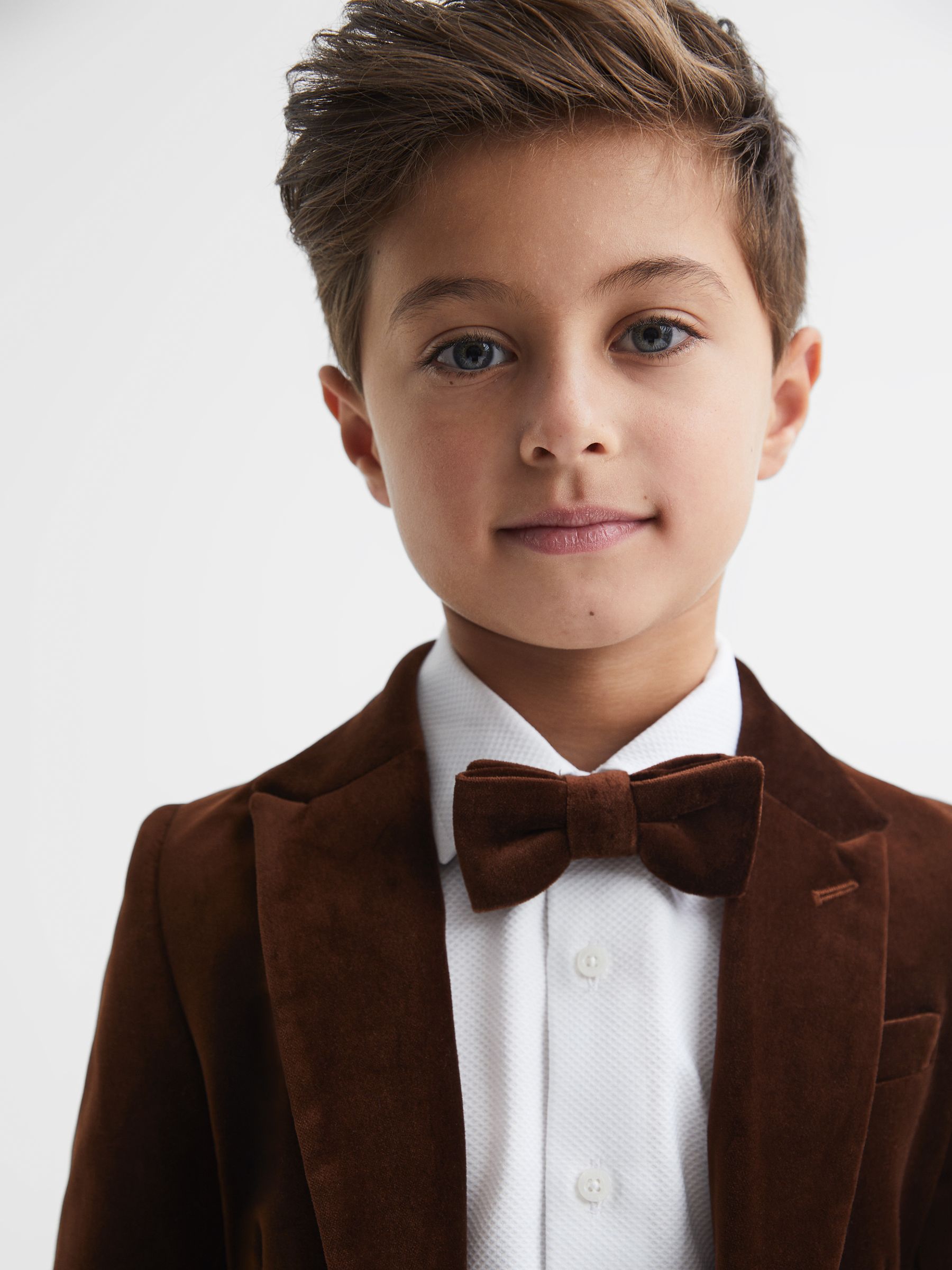 Slim Fit Velvet Single Breasted Blazer in Chocolate Brown - Image 4 of 6