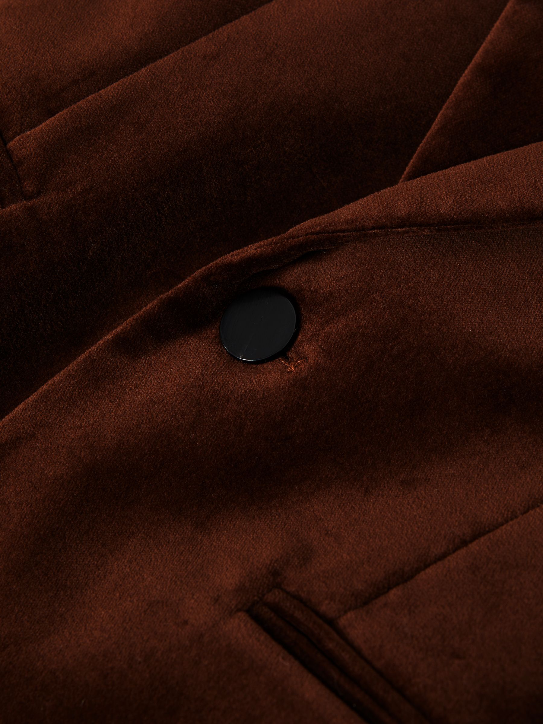 Slim Fit Velvet Single Breasted Blazer in Chocolate Brown - Image 6 of 6