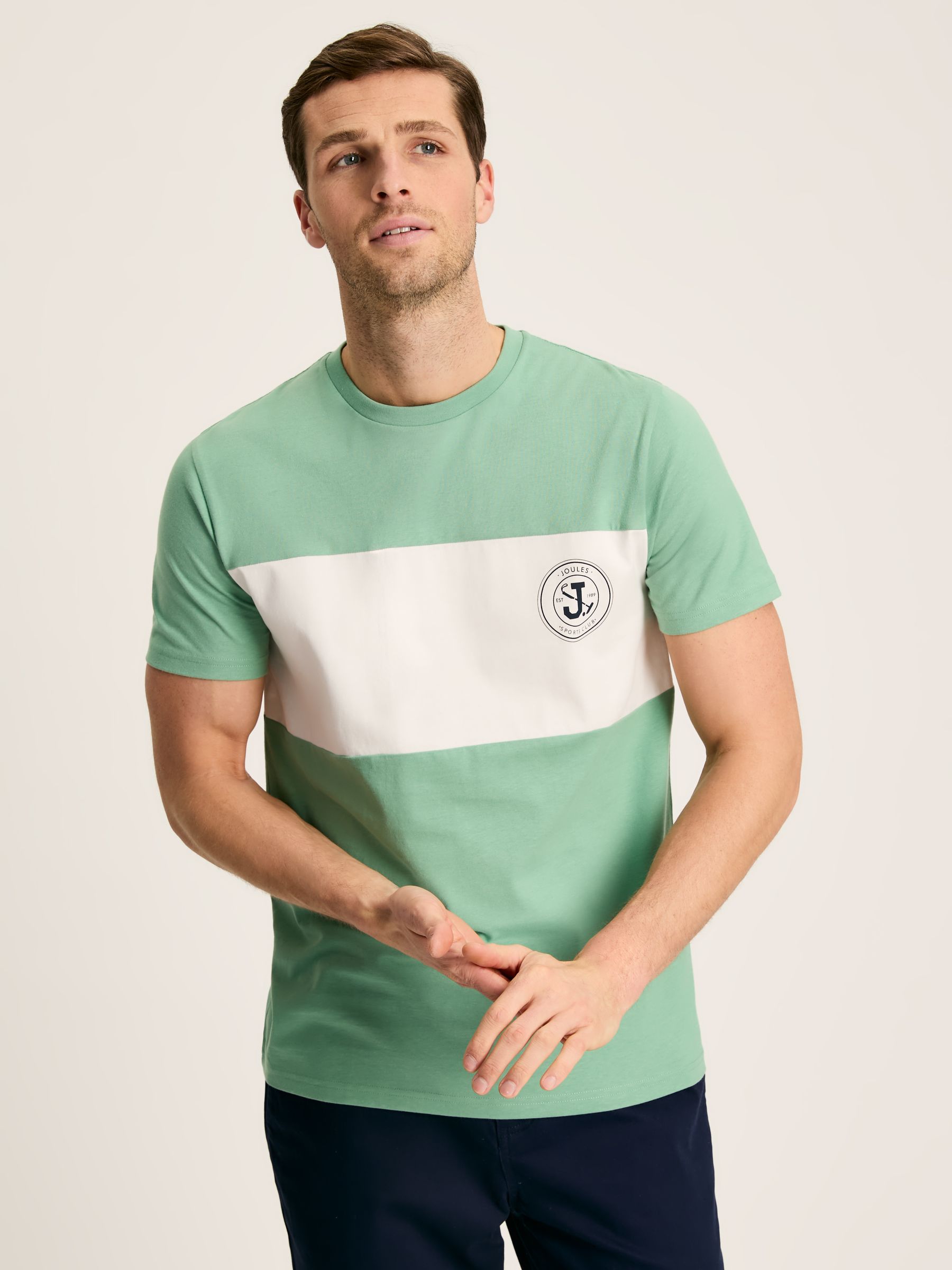 Denton Green Colourblock Jersey Crew Neck T-Shirt - Image 1 of 6
