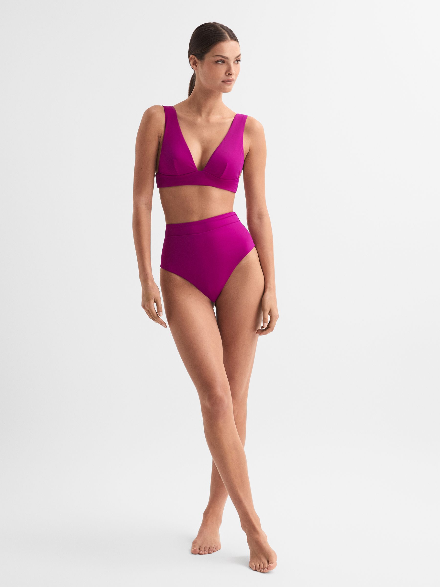 Italian Fabric Bikini Top in Magenta - Image 3 of 4