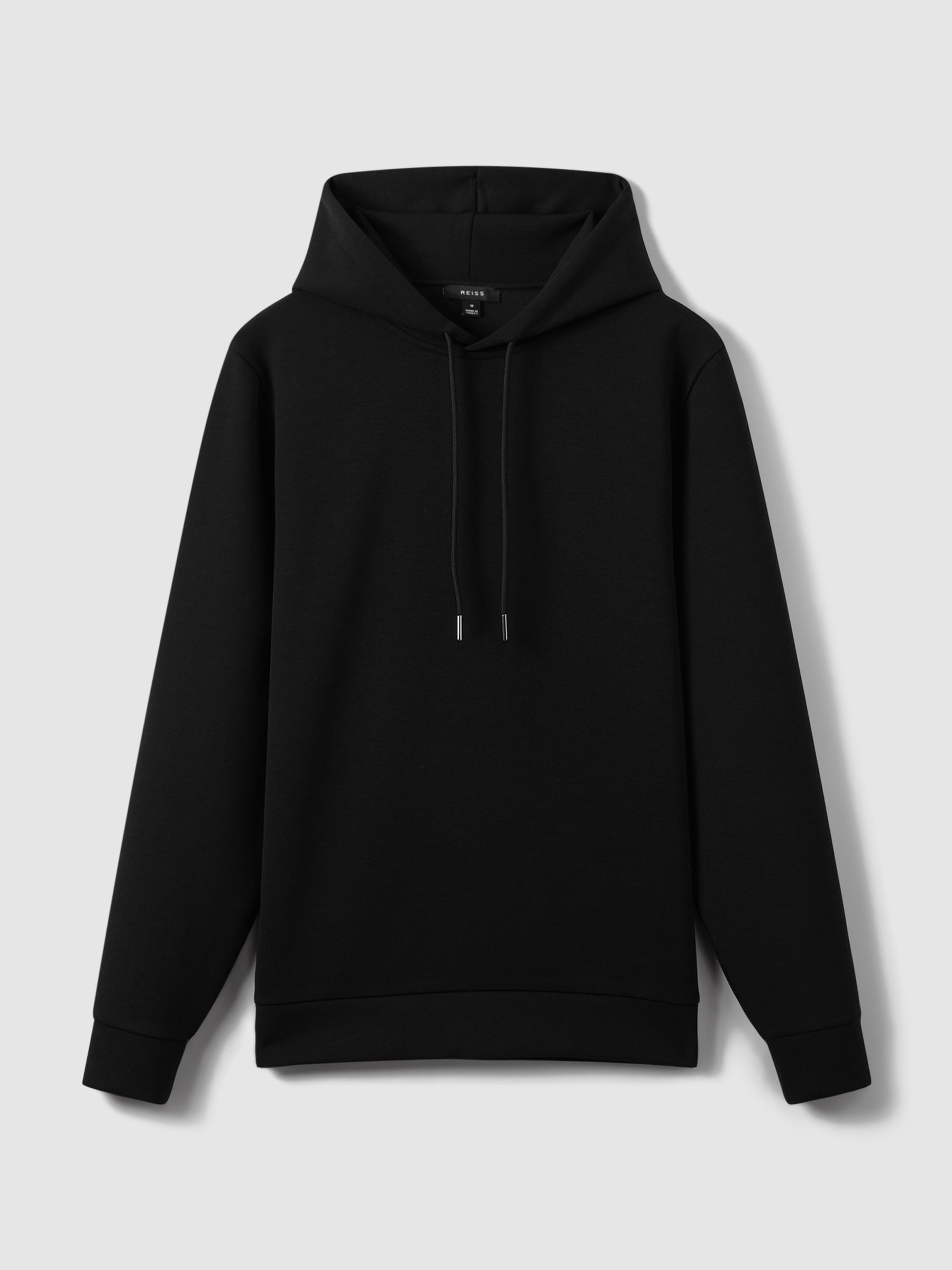 Interlock Jersey Drawstring Hoodie in Black - Image 2 of 7