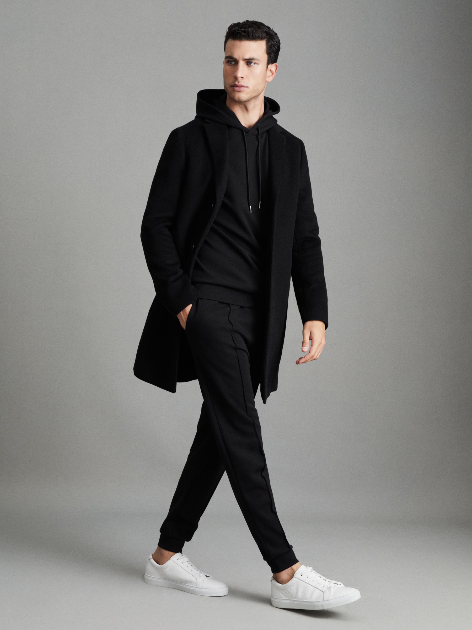 Interlock Jersey Drawstring Hoodie in Black - Image 7 of 7