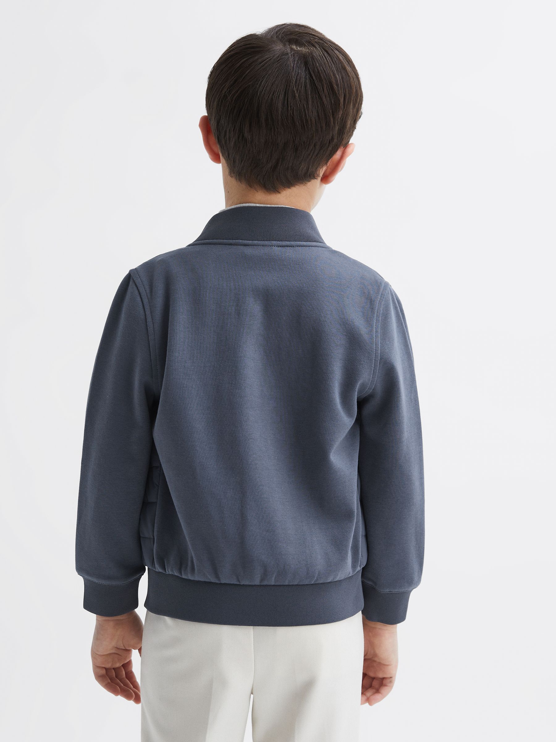 Funnel Neck Quilted Hybrid Jacket in Airforce Blue - Image 5 of 7