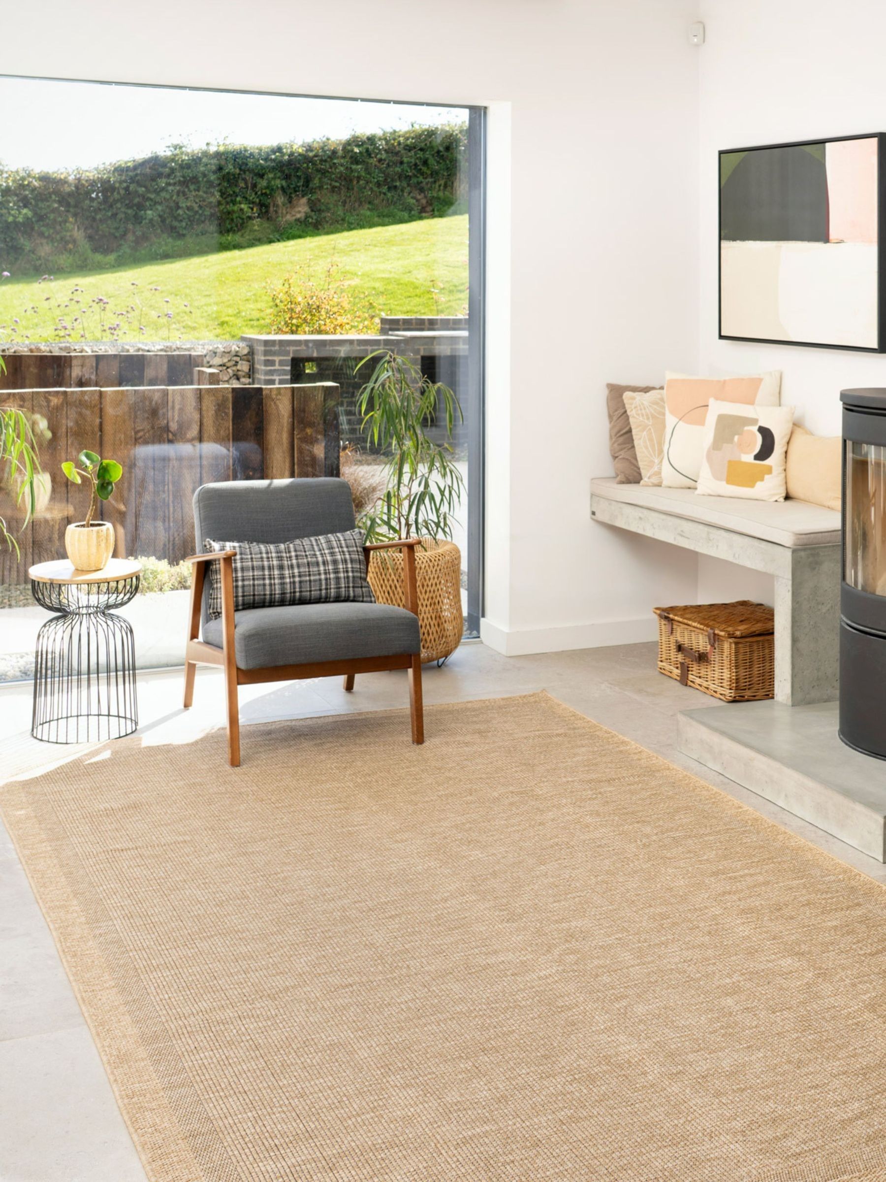 kukoon Beige Washable Rayna Jute Border Style Rug - Image 1 of 6