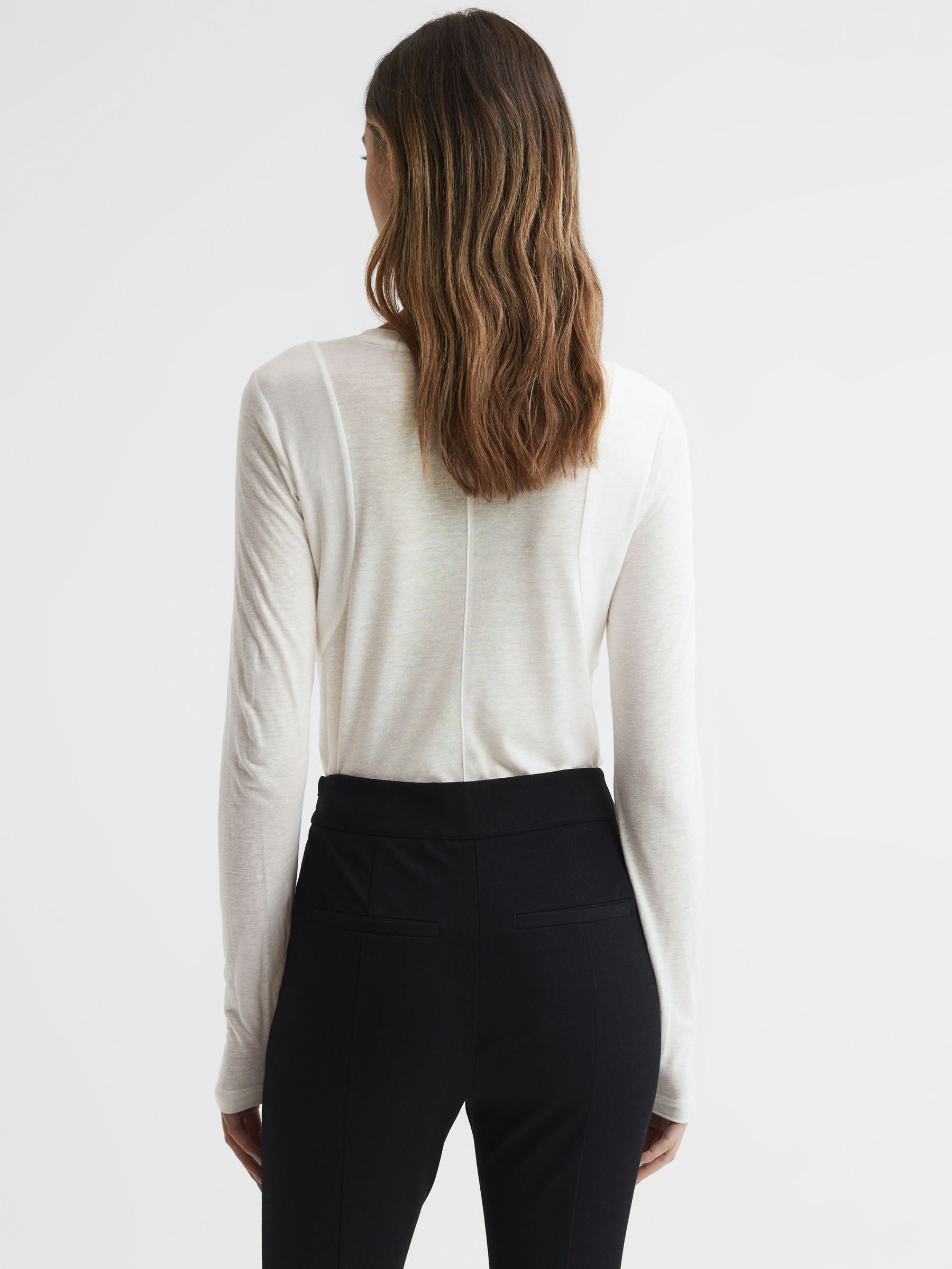 Linen Long Sleeve T-Shirt in Ivory - Image 5 of 5