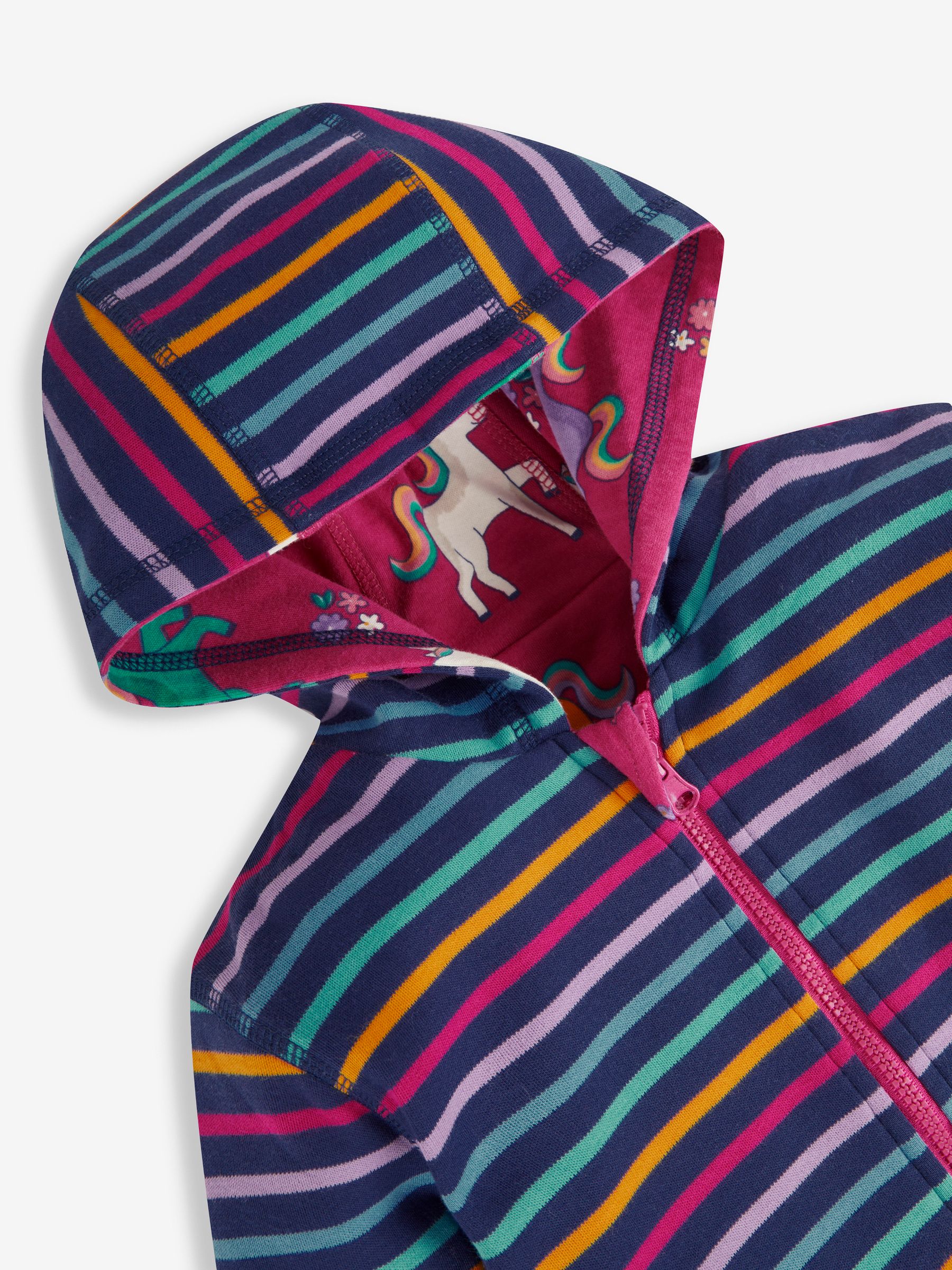 Raspberry Pink Unicorn Appliqué Reversible Hoodie With Pet In Pocket - Image 4 of 8
