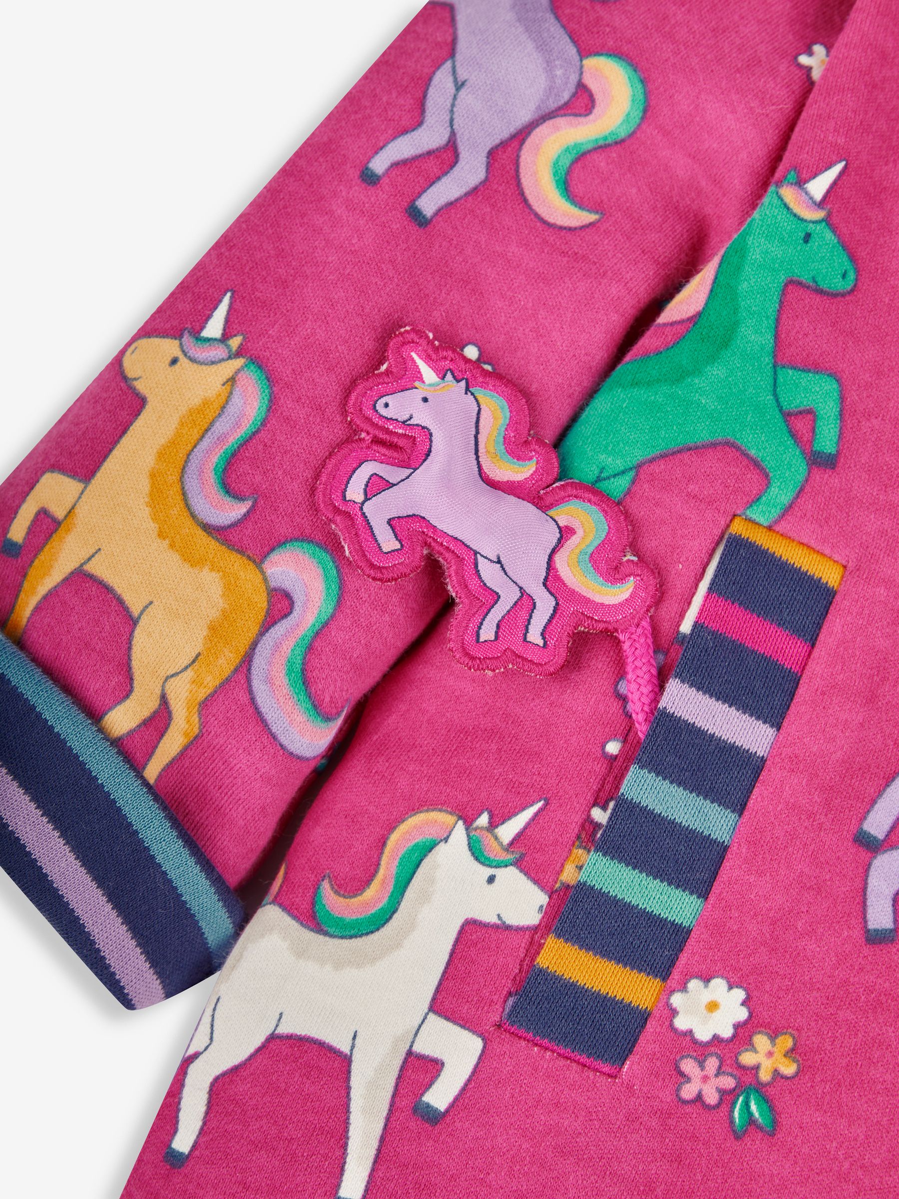 Raspberry Pink Unicorn Appliqué Reversible Hoodie With Pet In Pocket - Image 7 of 7