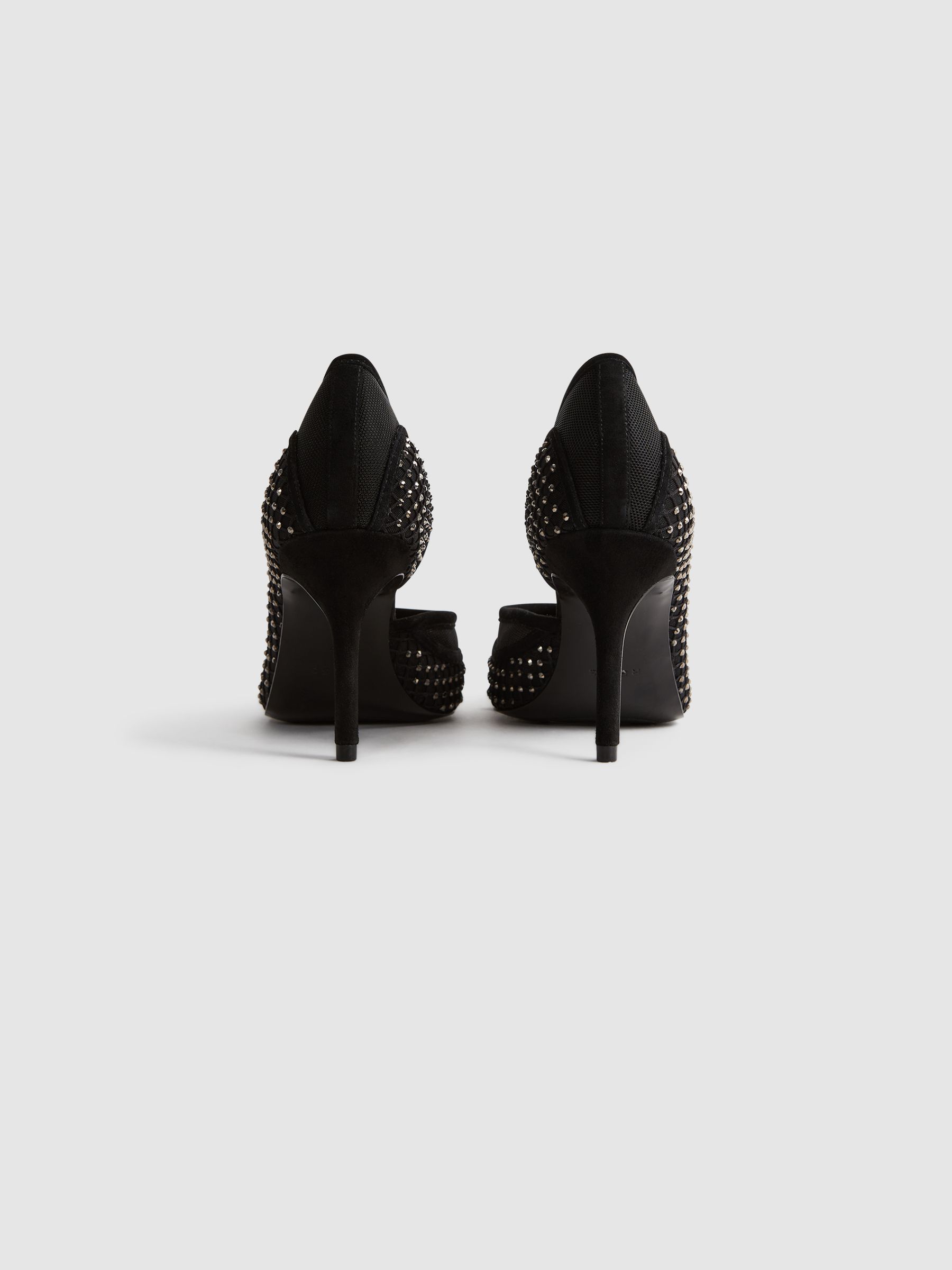 Embellished Mesh Court Shoes in Black - Image 4 of 5