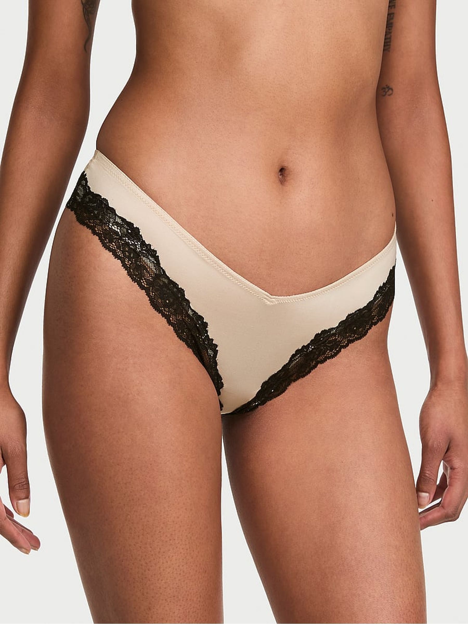 Almond Creme Nude Cheeky Lace Trim Knickers - Image 2 of 3