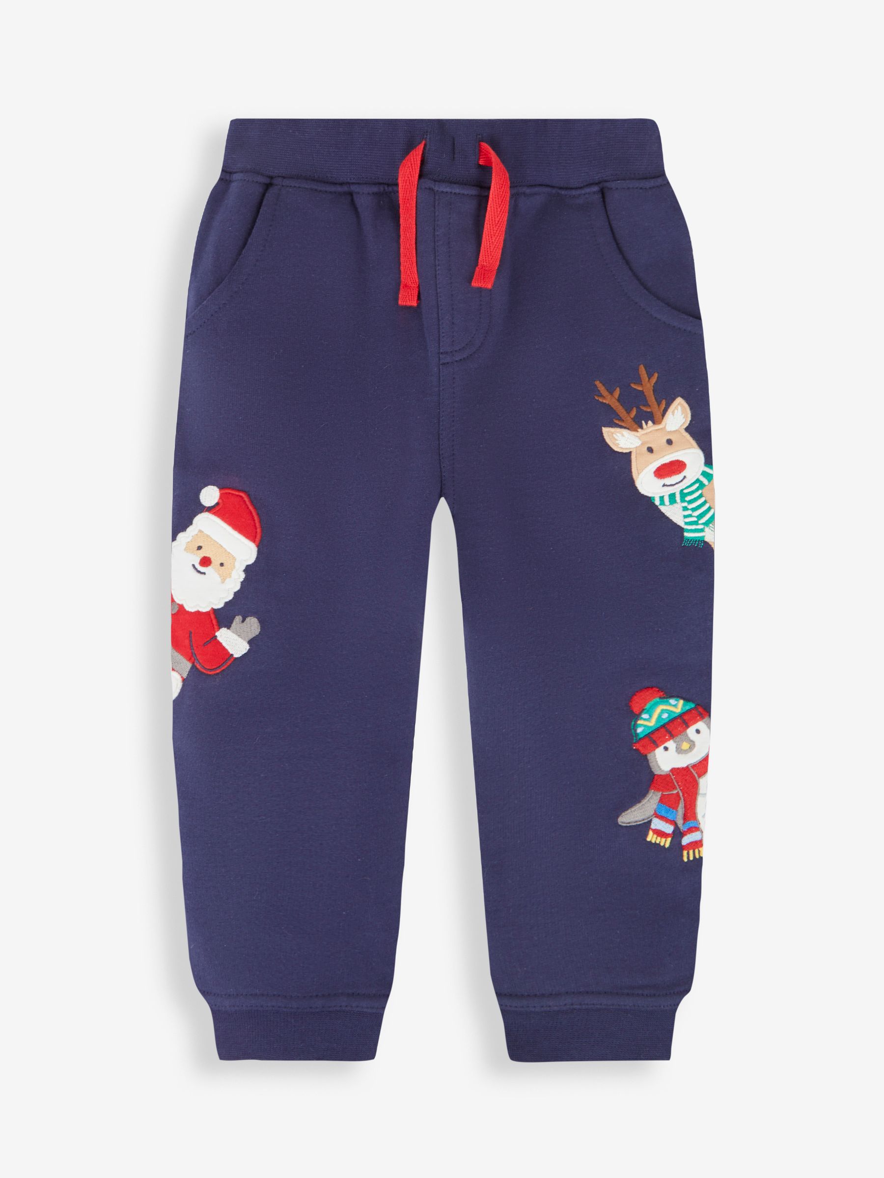 Navy Blue Christmas Appliqué Joggers With Pet In Pocket - Image 1 of 4