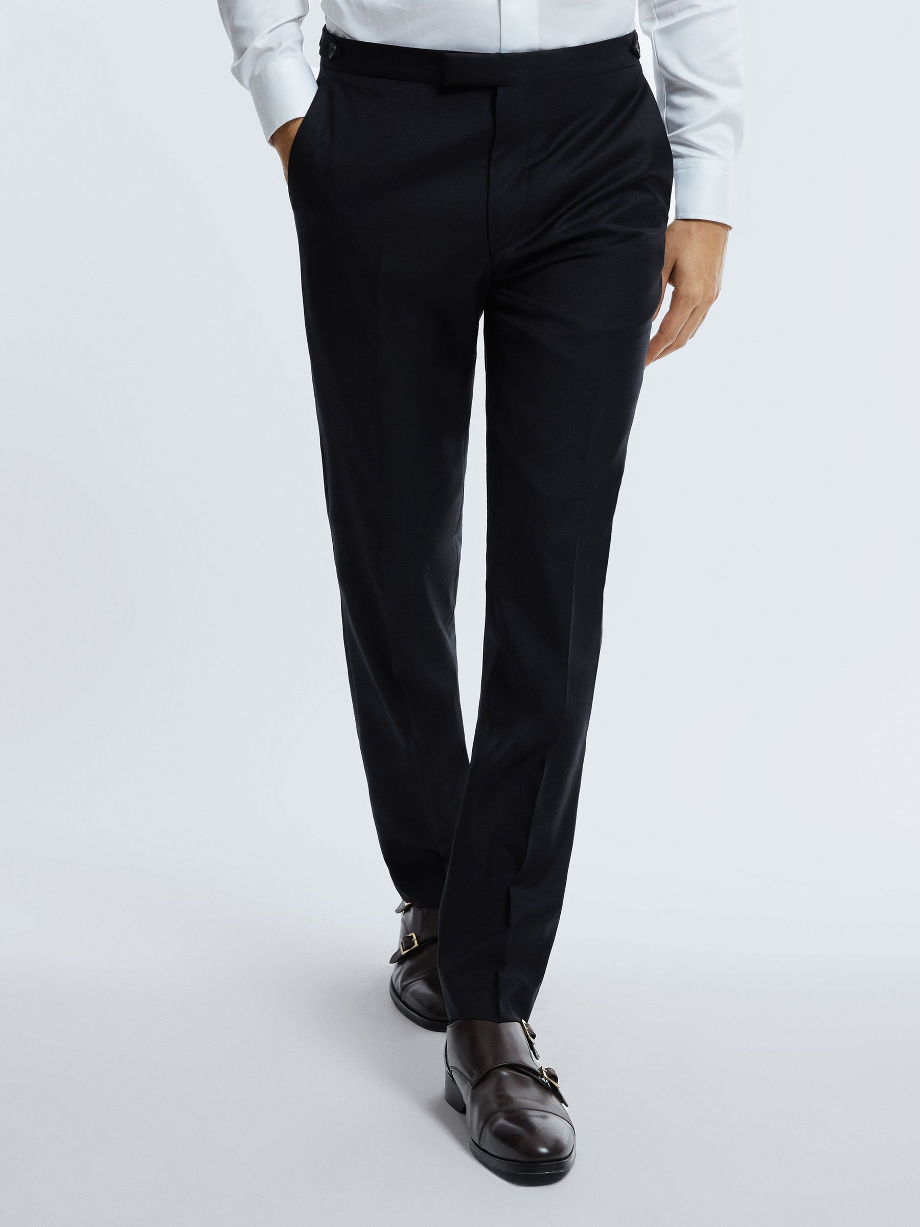 Atelier Wool-Cashmere Slim Fit Adjustable Trousers in Midnight Navy - Image 1 of 6