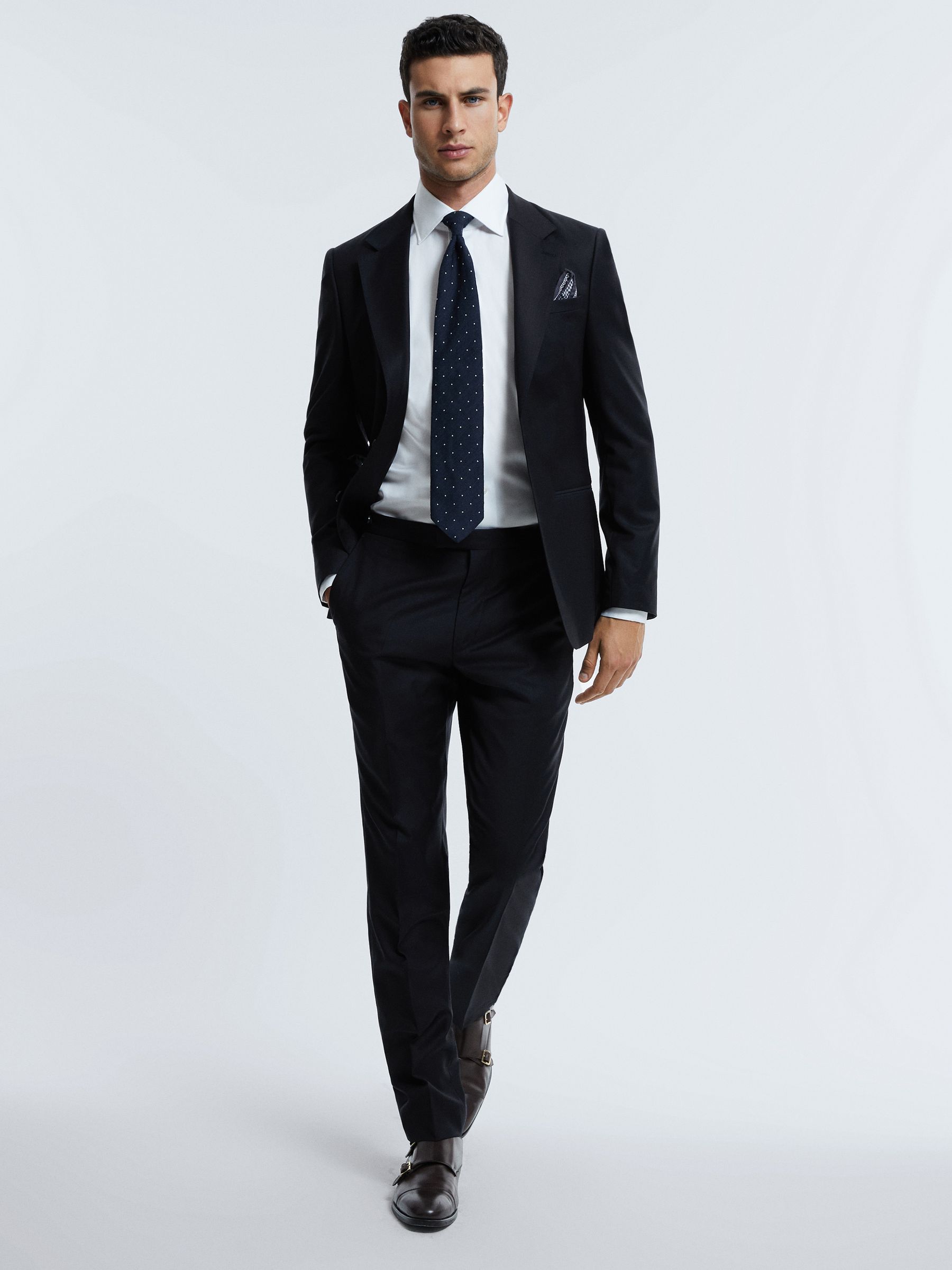Atelier Wool-Cashmere Slim Fit Adjustable Trousers in Midnight Navy - Image 3 of 6