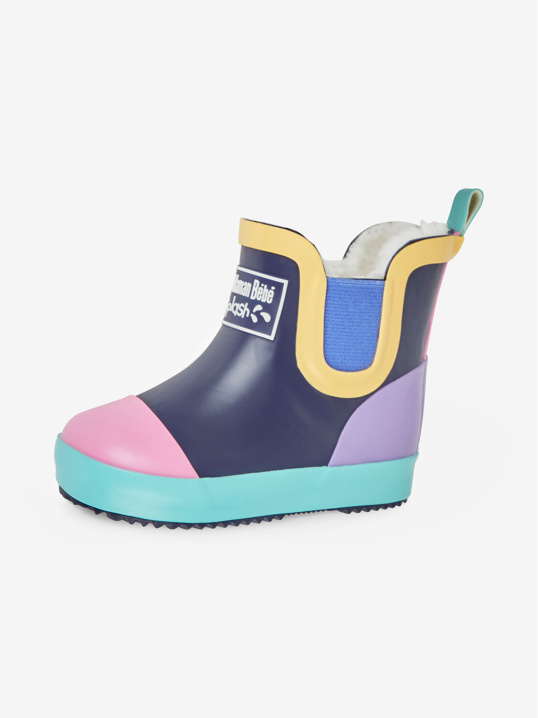 Navy Blue Cosy Lined Colour Block Wellies - Image 4 of 6