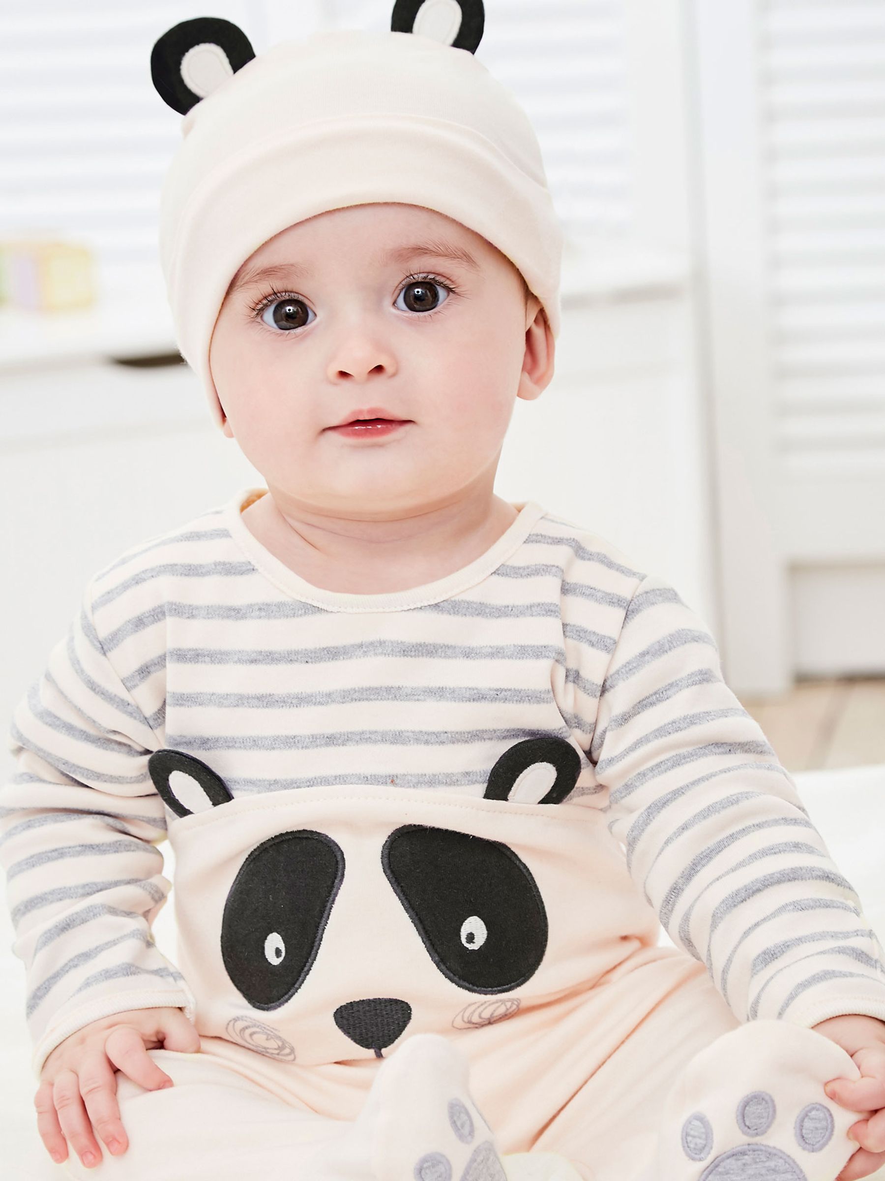 Cream 2-Piece Panda Baby Sleepsuit & Hat Set - Image 3 of 3
