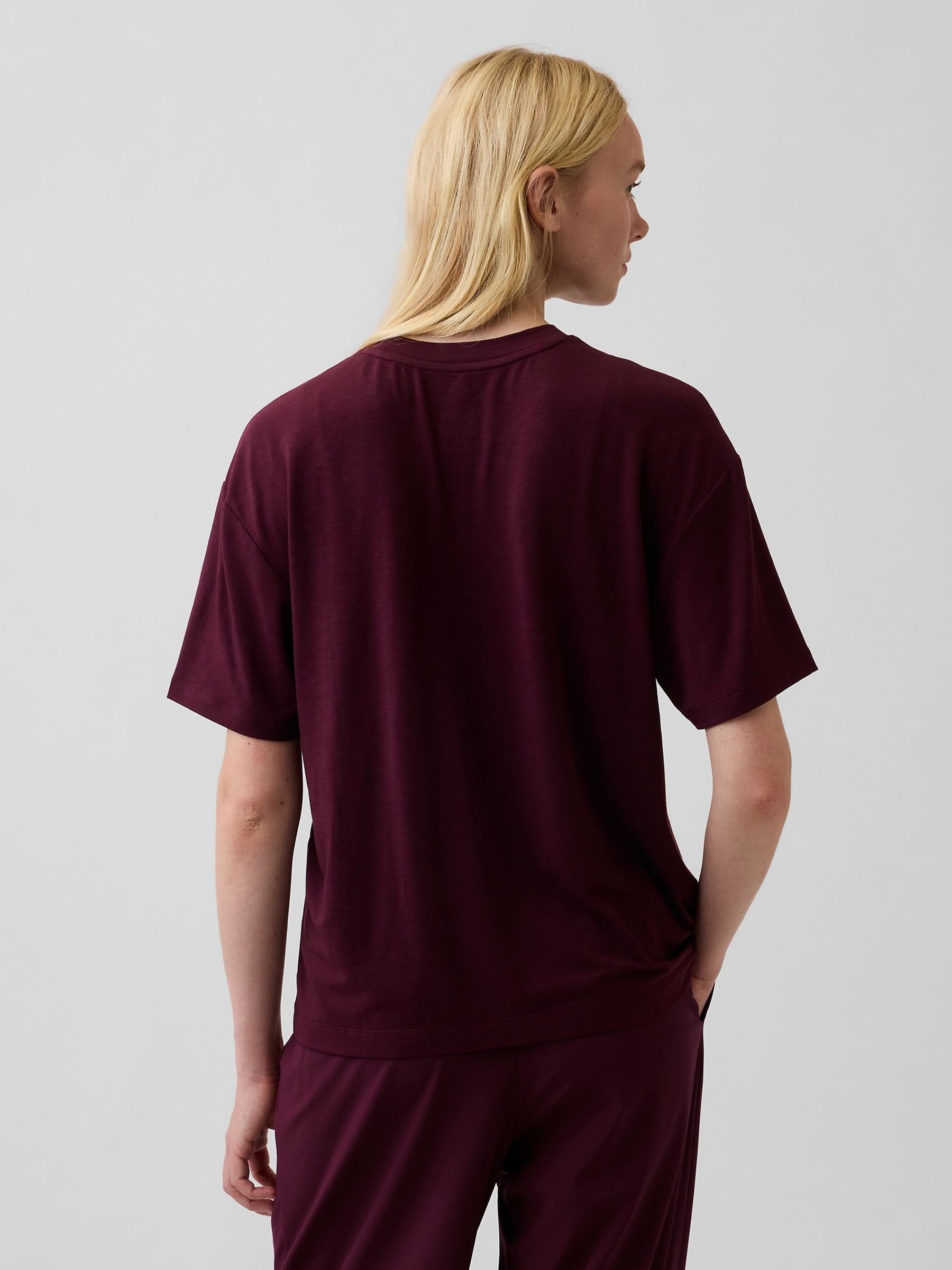 Burgundy GapFit Breathe Relaxed T-Shirt - Image 2 of 3