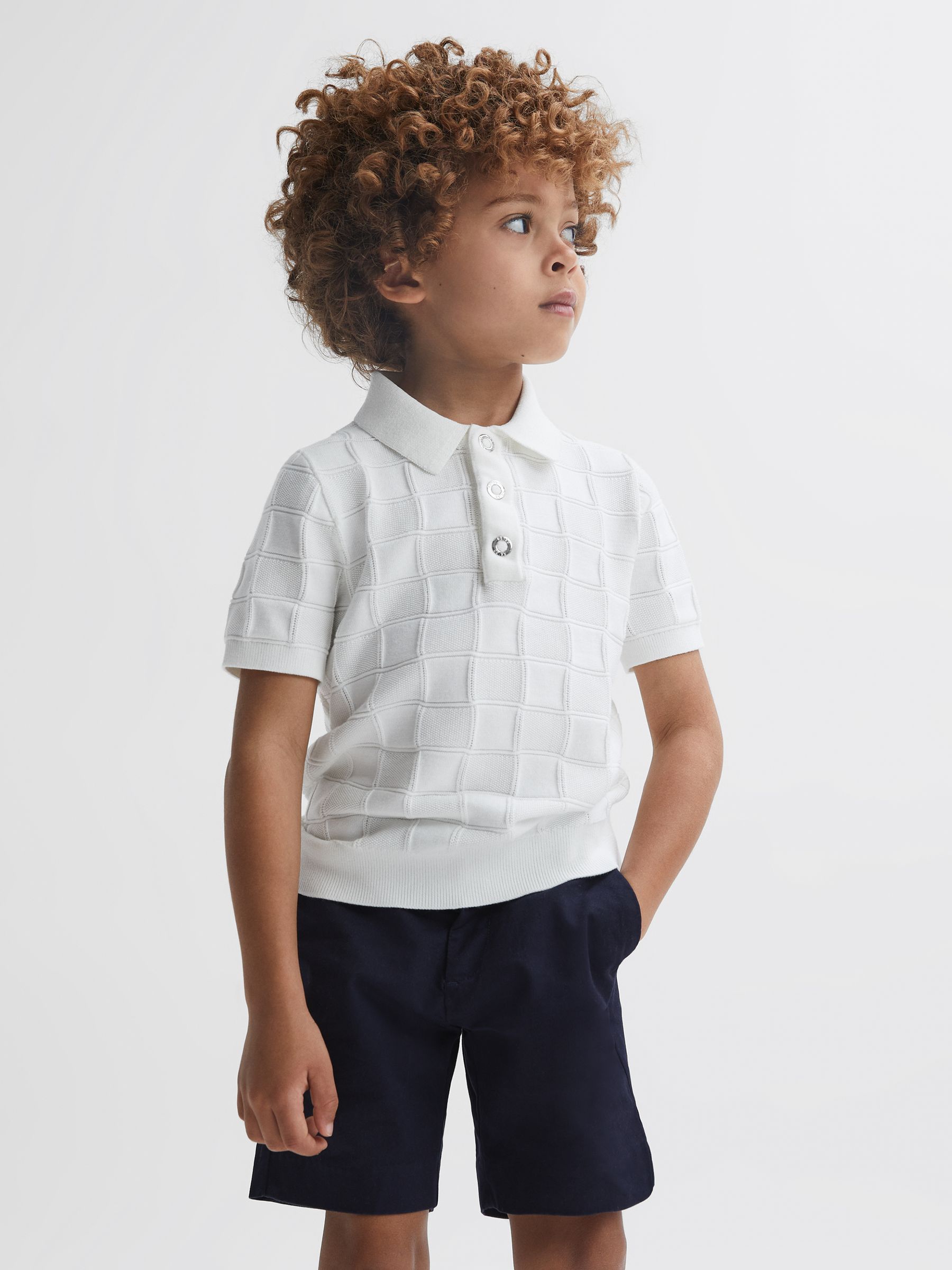 3-9 yrs Cotton Press-Stud Polo T-Shirt in White - Image 1 of 7