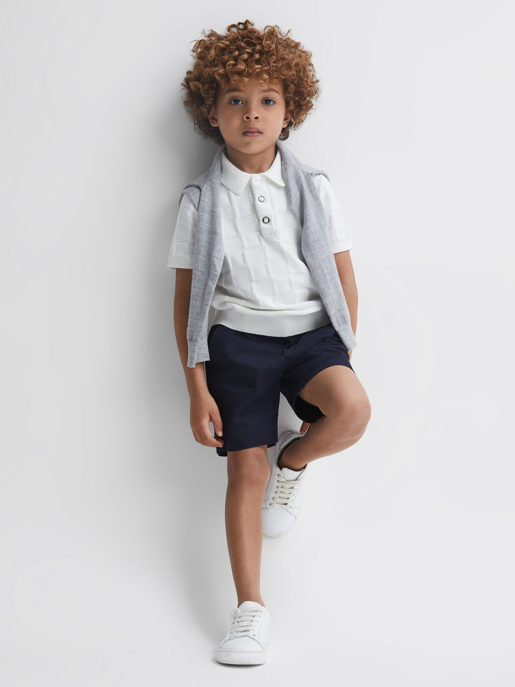 3-9 yrs Cotton Press-Stud Polo T-Shirt in White - Image 3 of 7