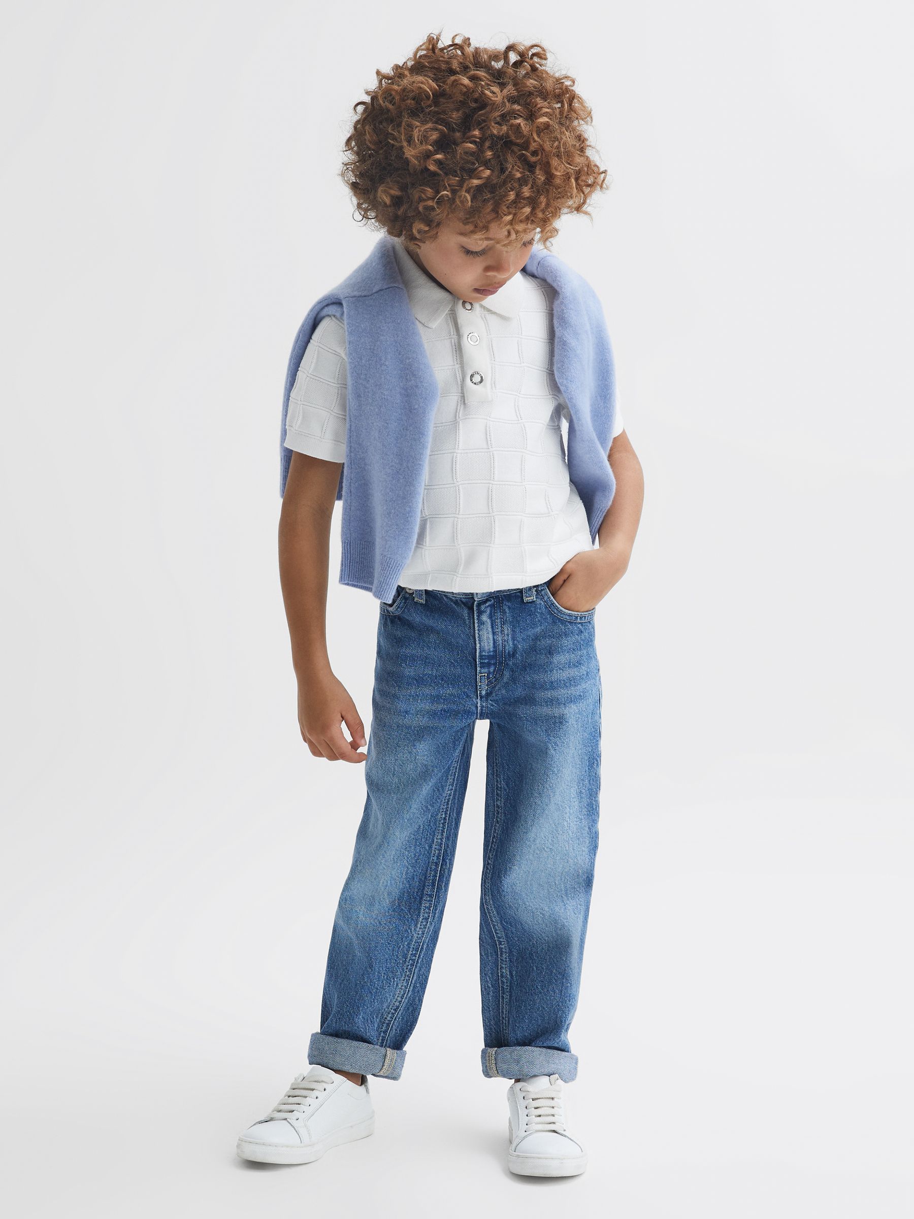 3-9 yrs Cotton Press-Stud Polo T-Shirt in White - Image 6 of 7