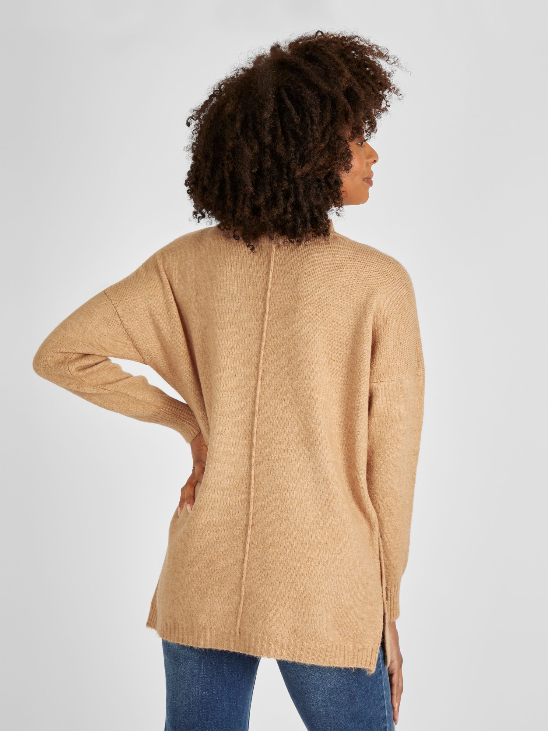 Camel Brown Turtle Neck Maternity & Nursing Jumper - Image 2 of 5