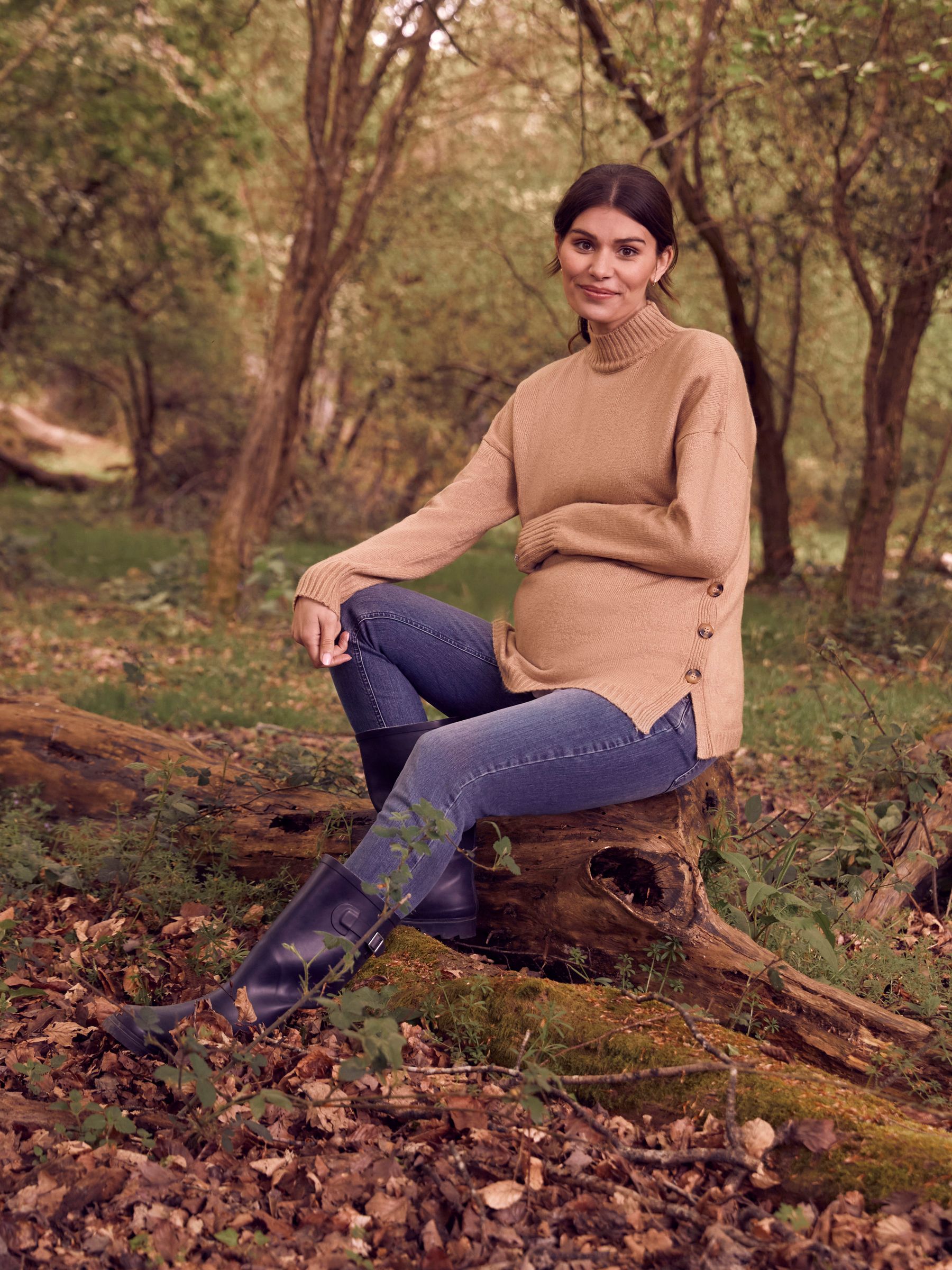Camel Brown Turtle Neck Maternity & Nursing Jumper - Image 5 of 5