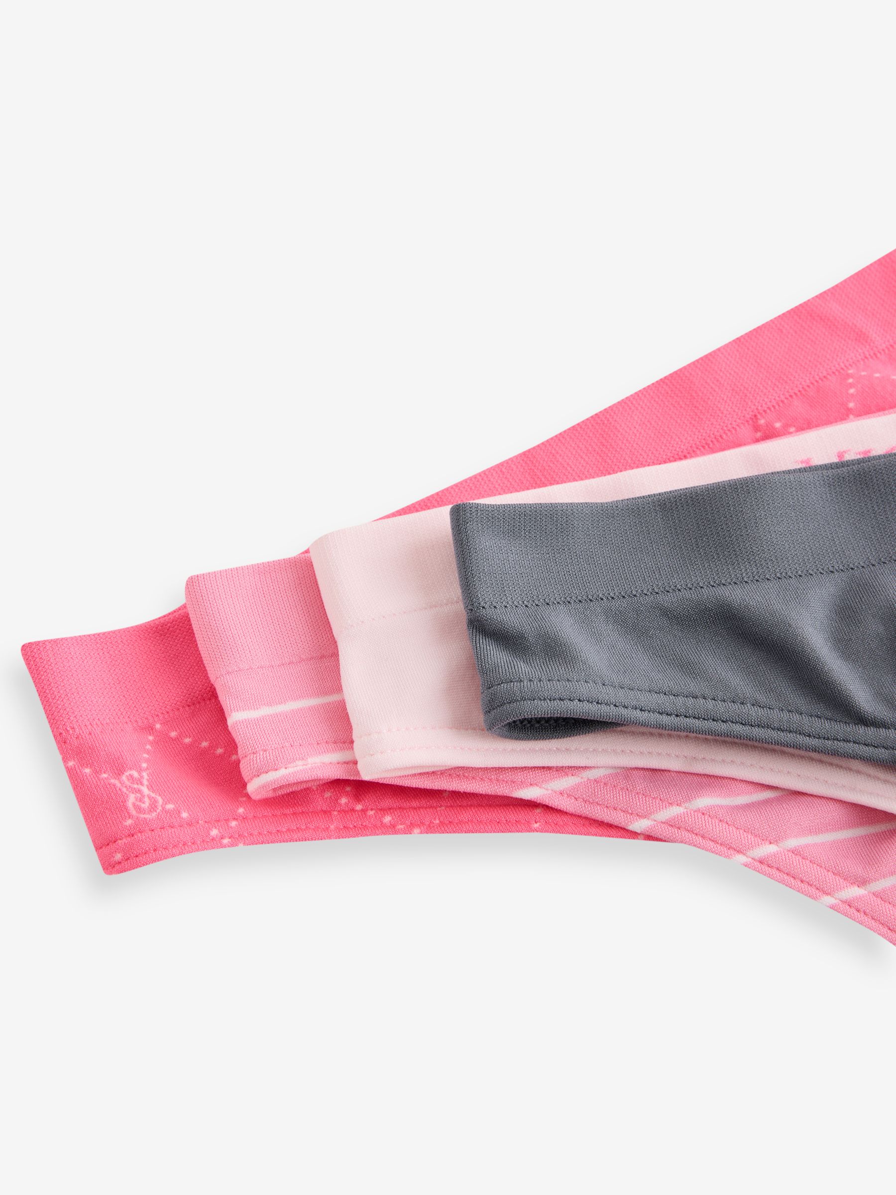 Grey & Pink Thong 4 Pack Logo Knickers - Image 5 of 9