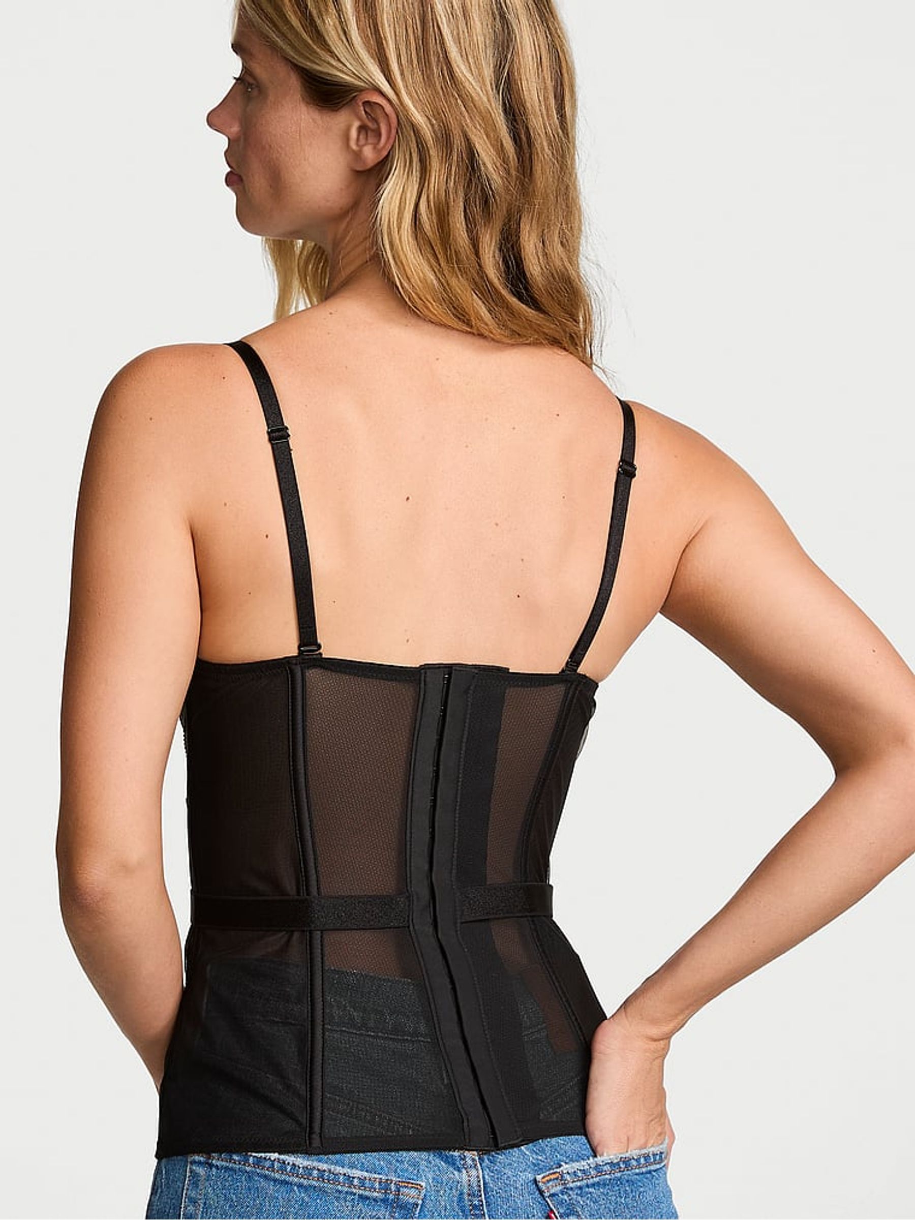 Black Shine Strapless Corset Top - Image 2 of 3
