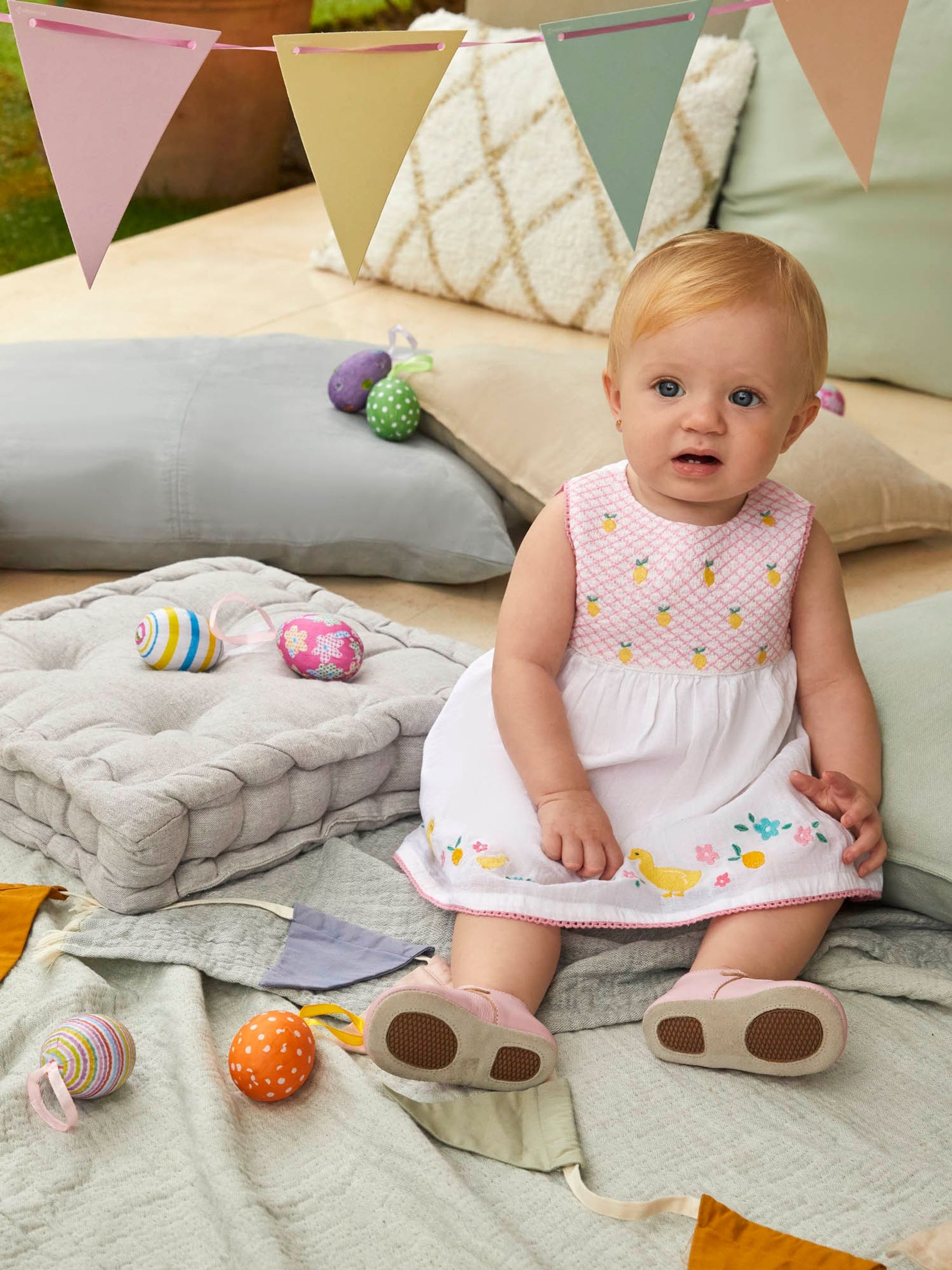 White Duck Appliqué Smocked Baby Dress With Knickers - Image 1 of 7