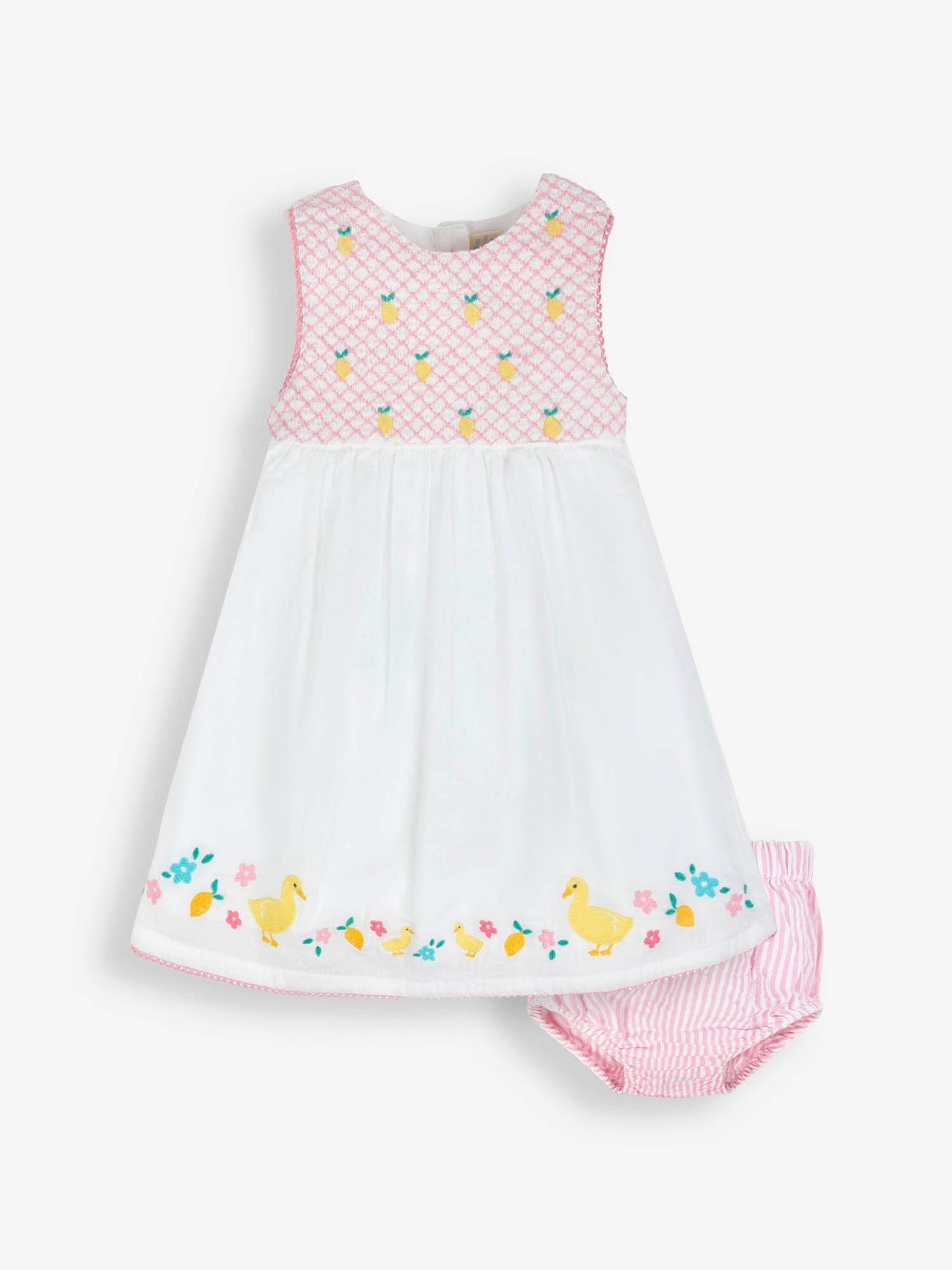 White Duck Appliqué Smocked Baby Dress With Knickers - Image 3 of 7