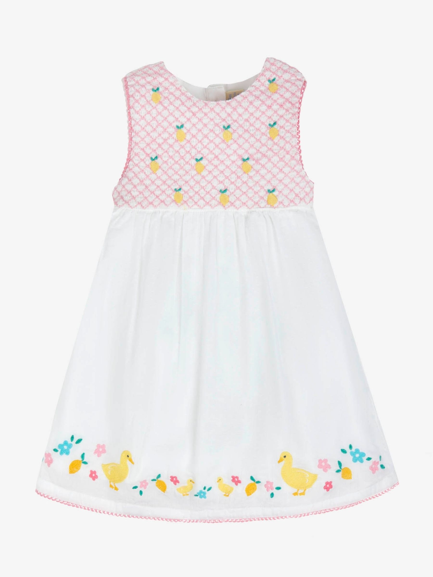 White Duck Appliqué Smocked Baby Dress With Knickers - Image 4 of 7