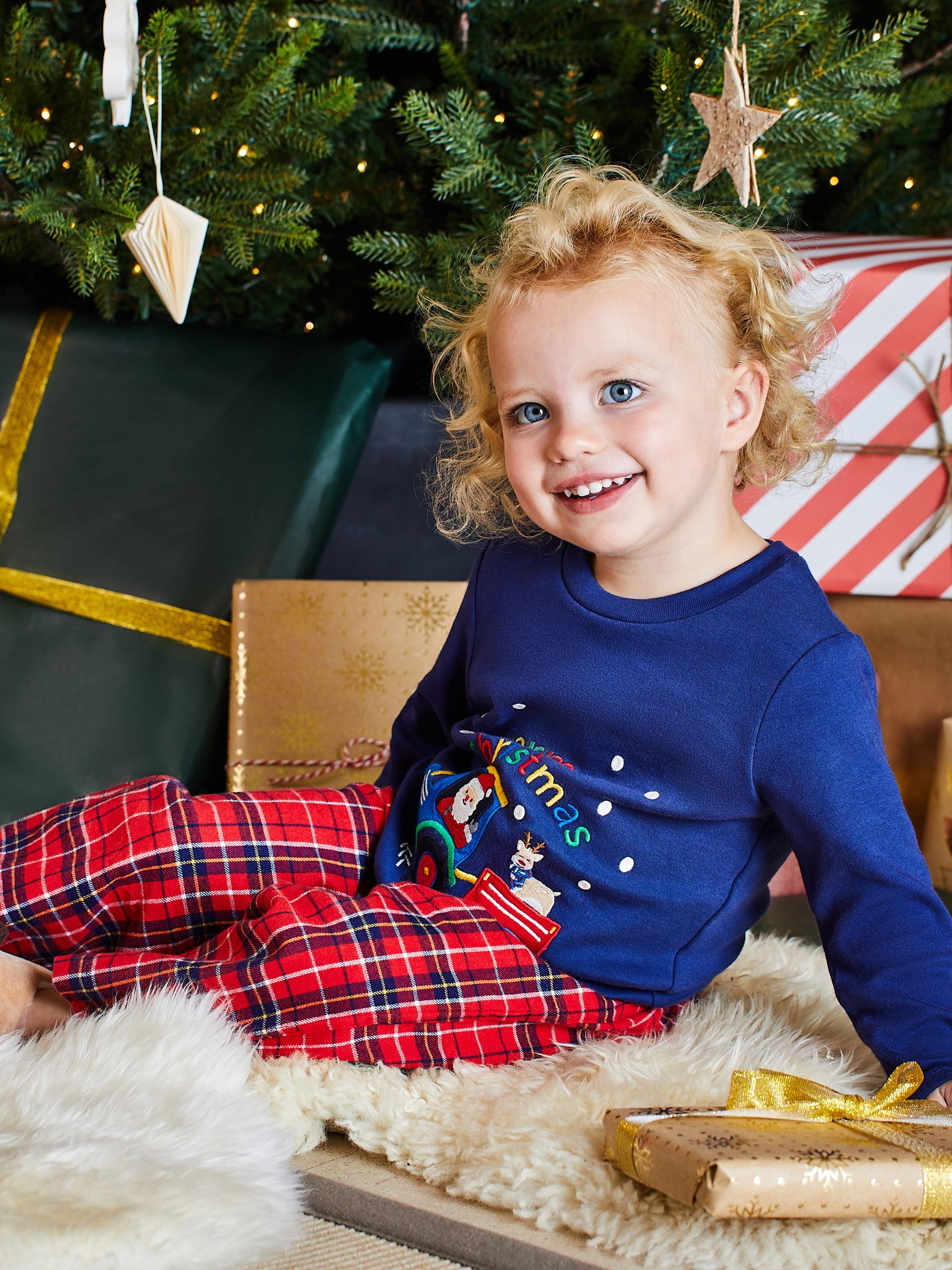Red Kids' Farmer Christmas Tartan Pyjamas - Image 8 of 9