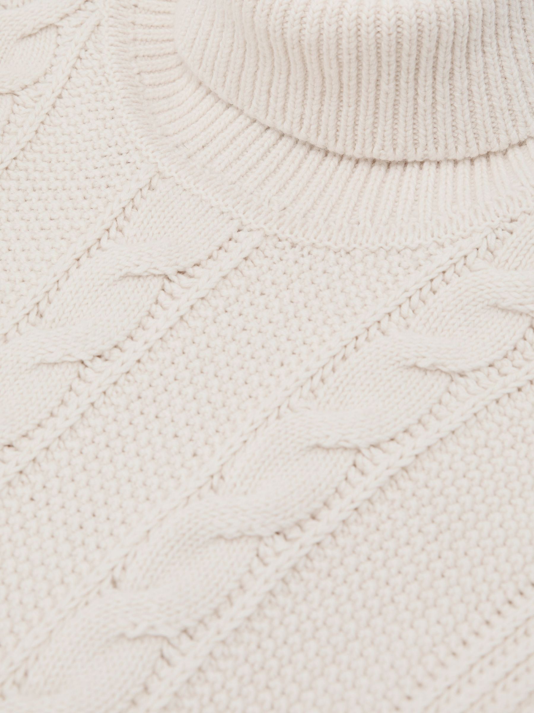 Cable-Knit Roll-Neck Jumper with Wool in White - Image 8 of 8