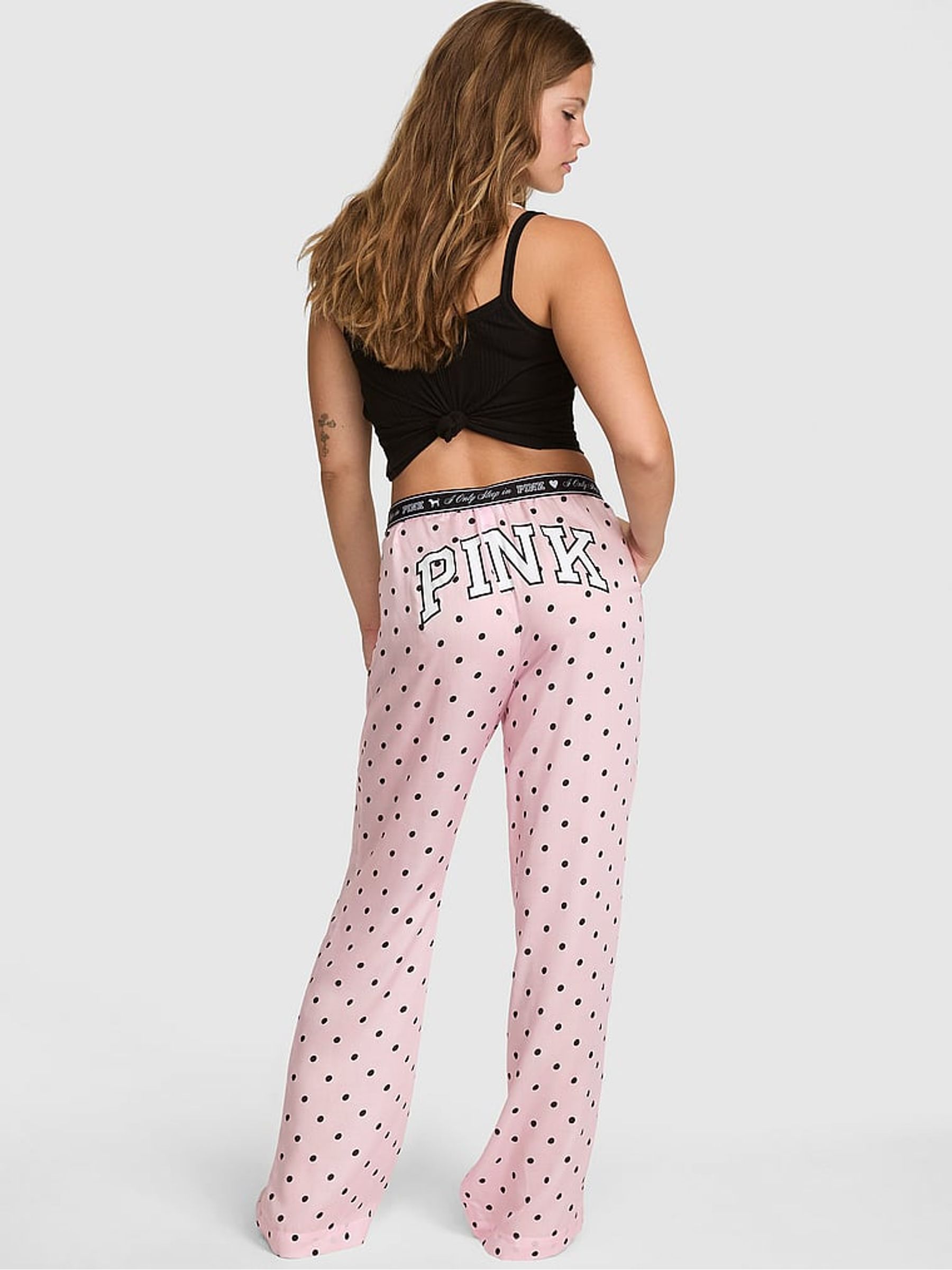 Pink Polka Dot Print Long Pyjama Bottoms - Image 2 of 2