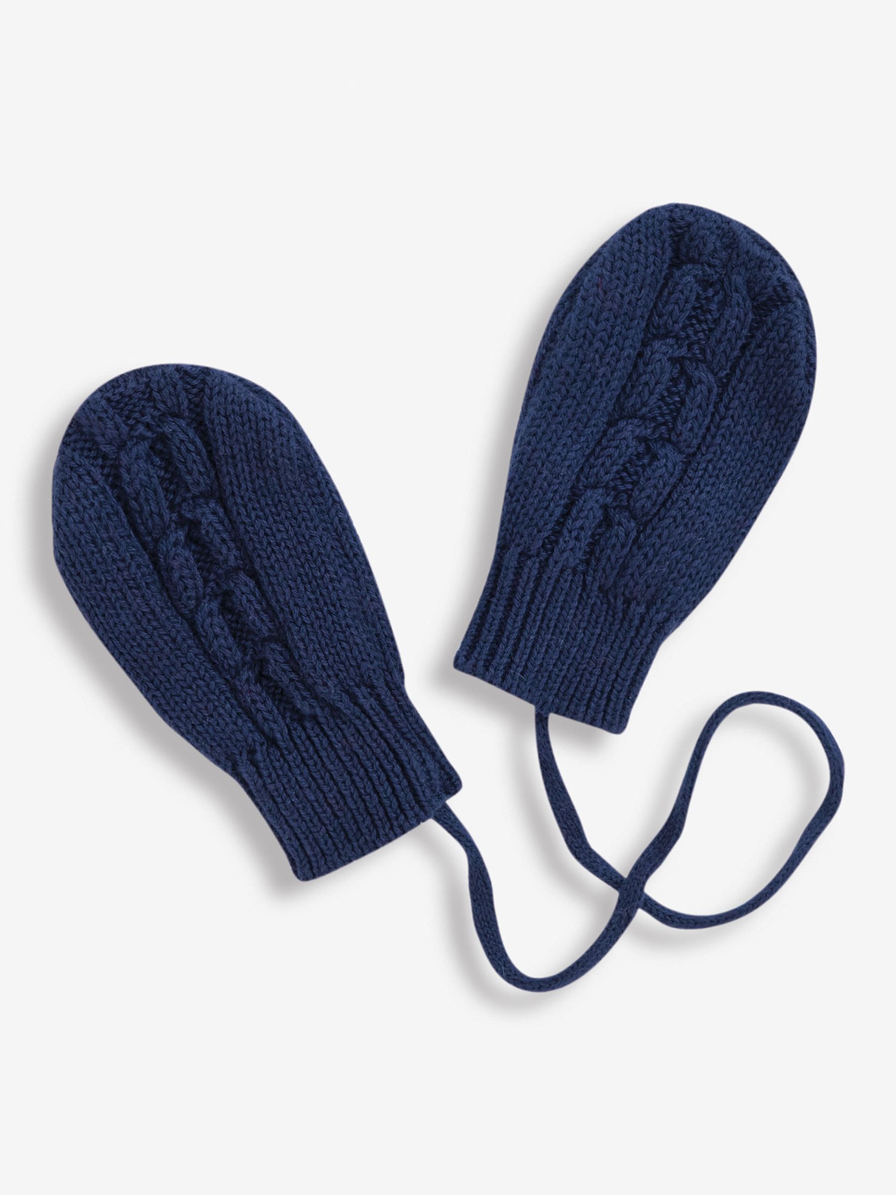 Navy Cream Cable Knit Pop-On Mittens - Image 1 of 1
