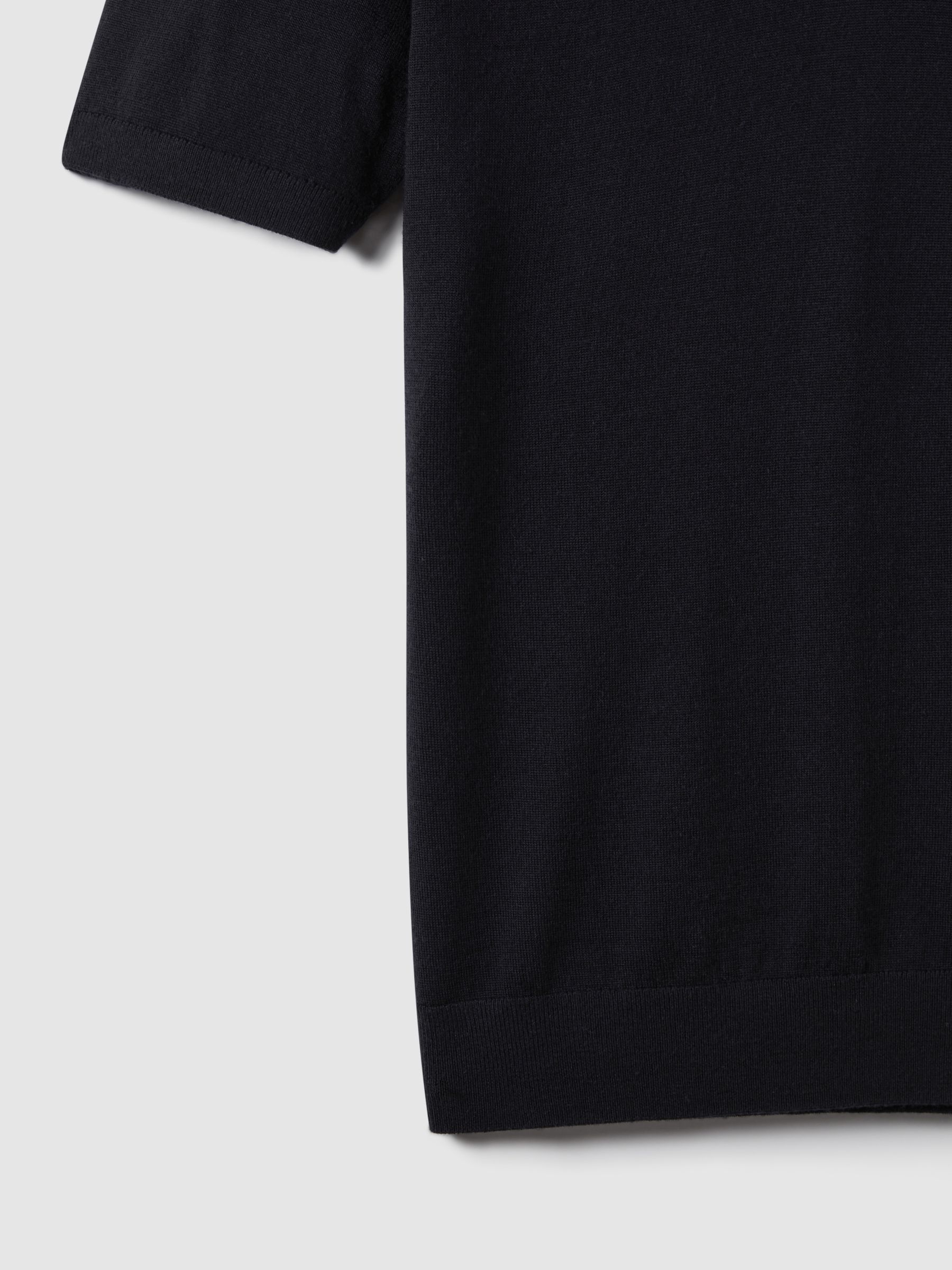 Wool Open-Collar Polo Shirt in Navy - image 4
