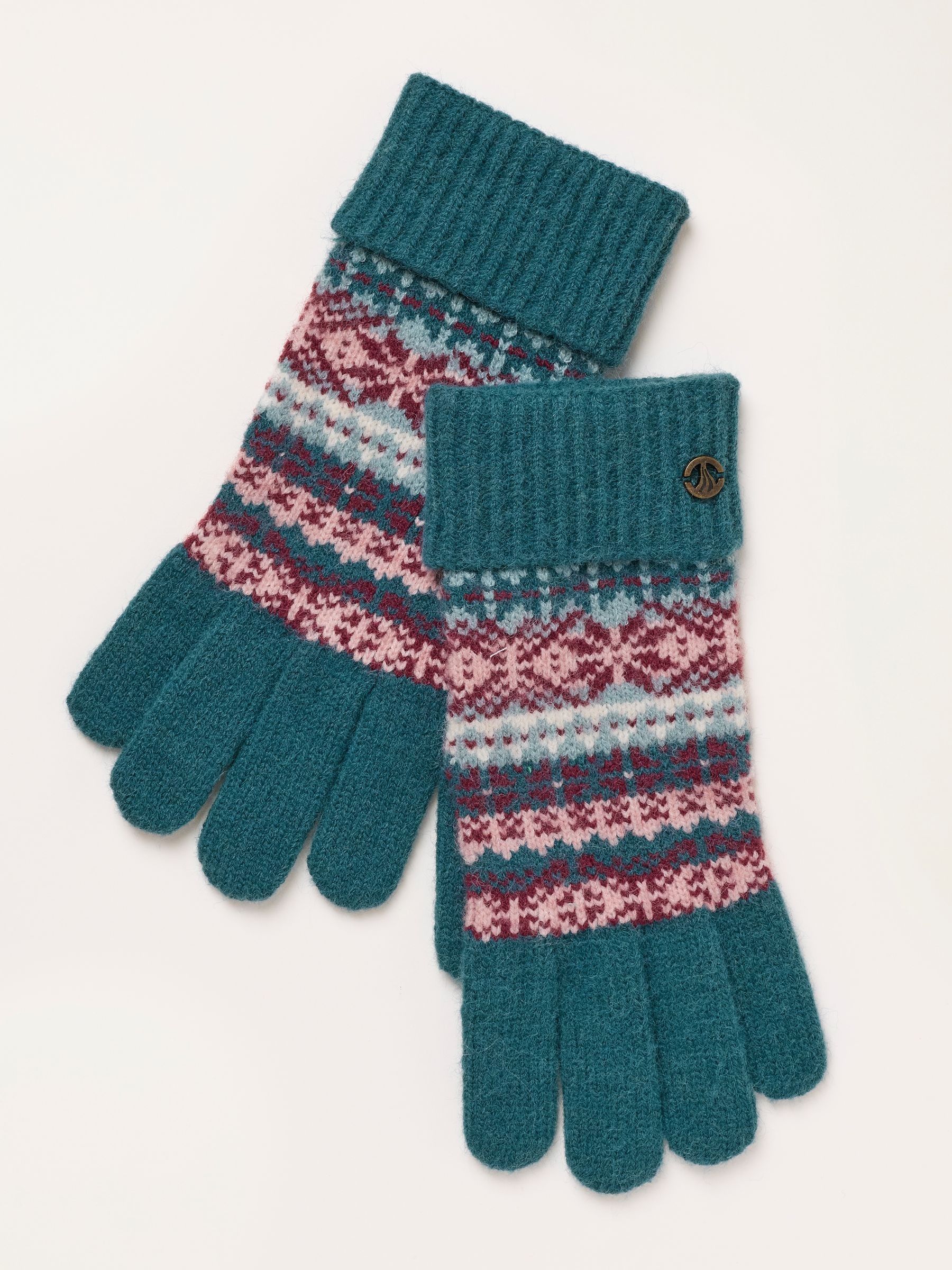 Teal Blue Fairisle Gloves - Image 1 of 3