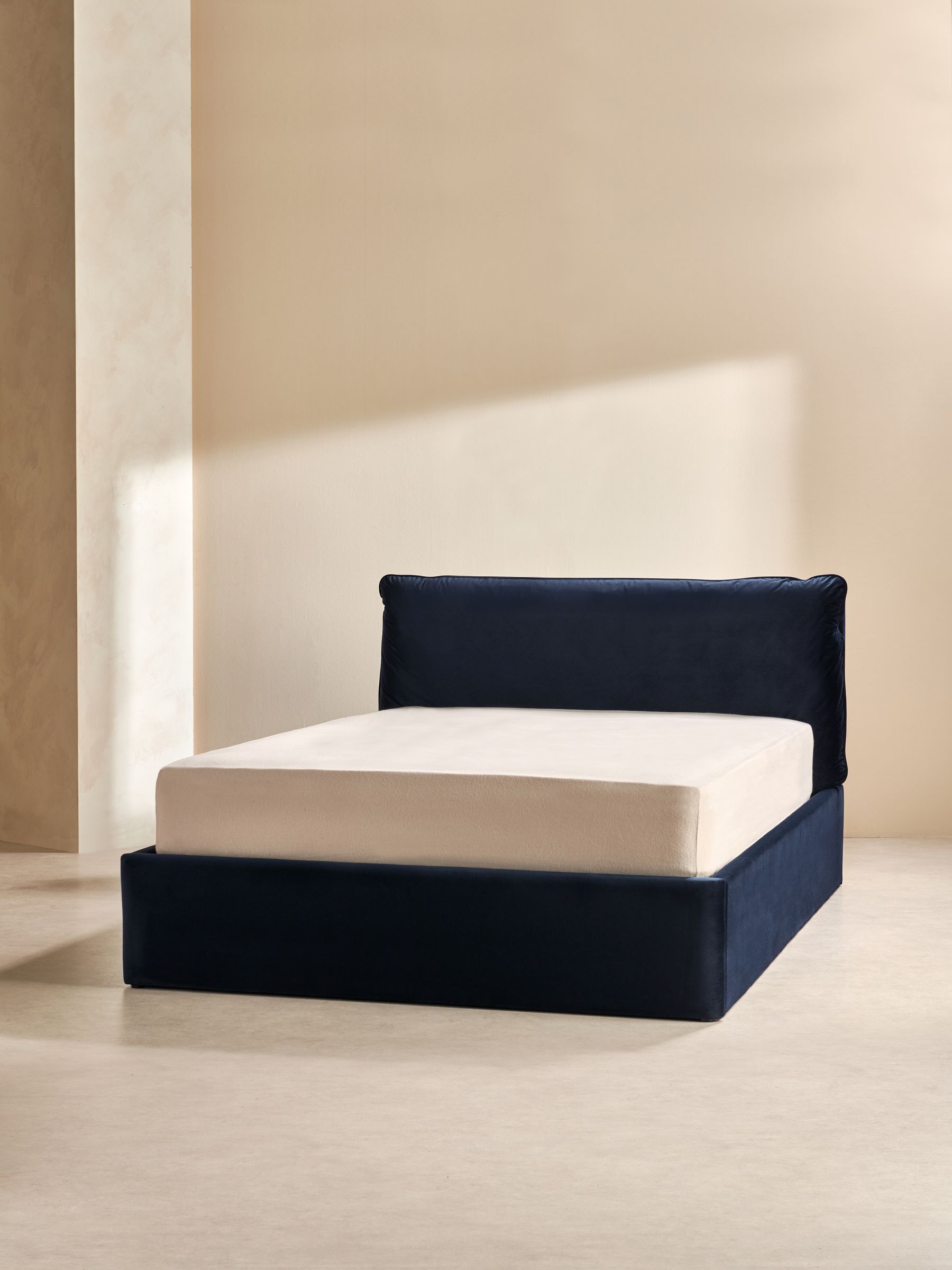 Harlow Ottoman Storage Bed Frame in Velvet in Navy - Image 2 of 4
