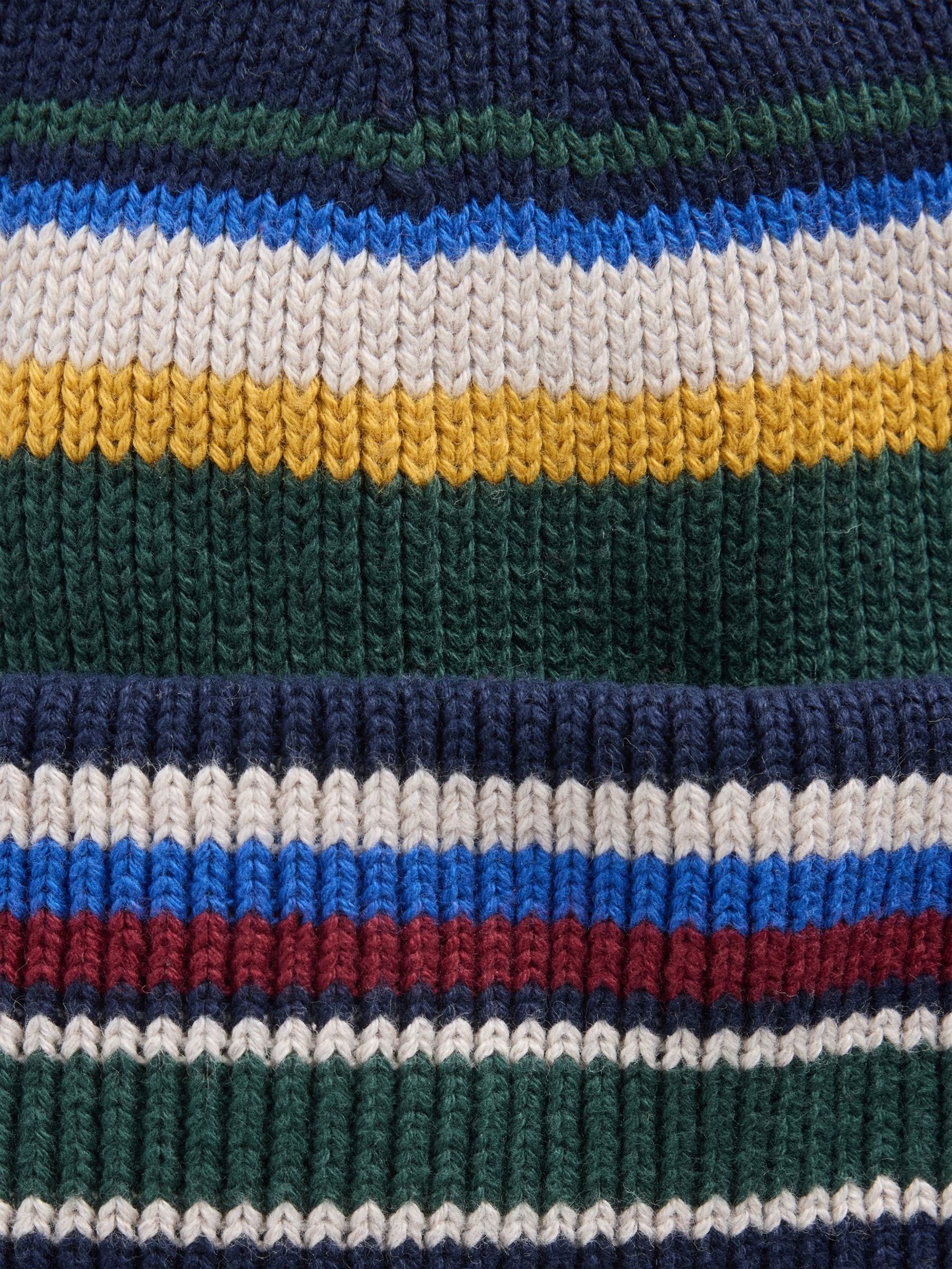 Blue Happy Stripe Beanie - Image 2 of 2 Blue Happy Stripe Beanie - Image 2 of 2