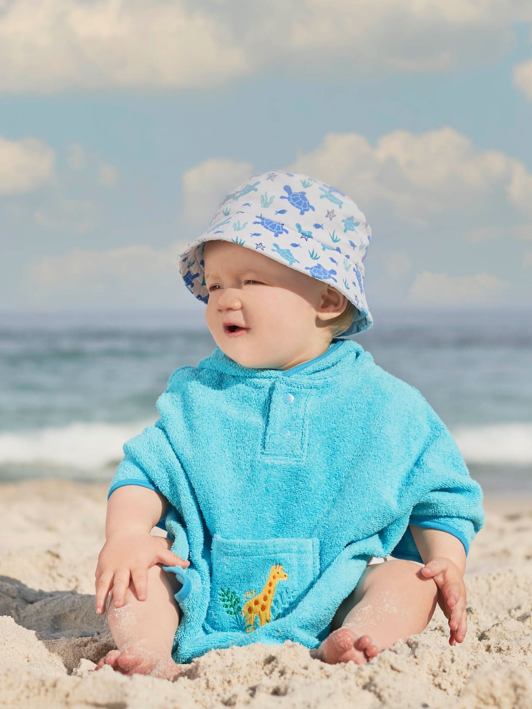 Turquoise Giraffe Towelling Poncho - Image 2 of 3
